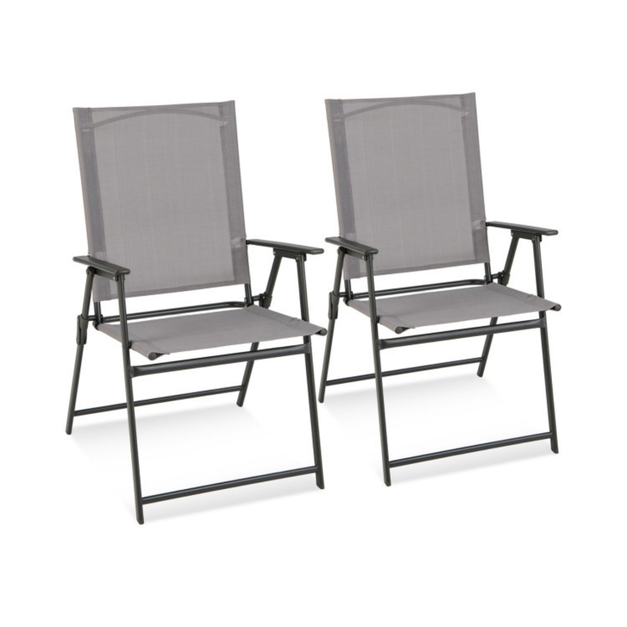 SUGIFT 2 Pieces Patio Folding Chairs with Armrests for Deck Garden Yard