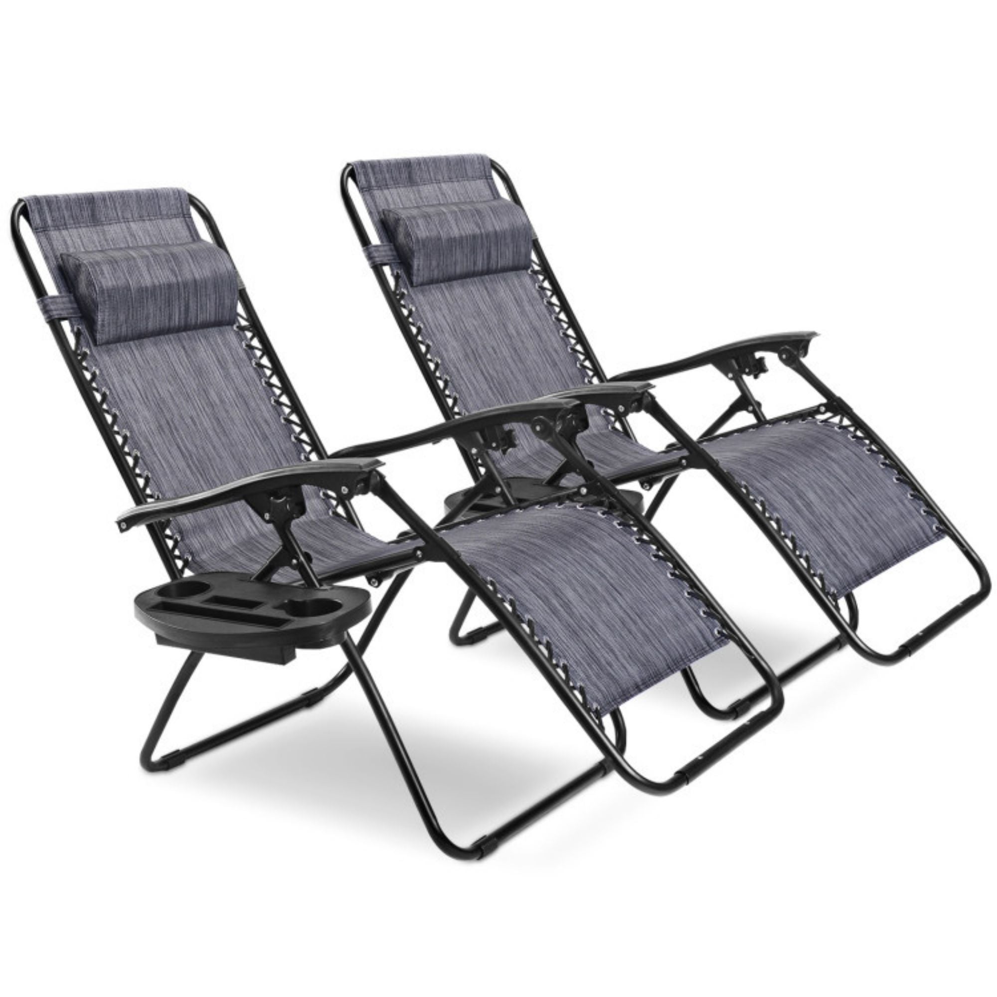 SUGIFT 2 Pieces Folding Lounge Chair with Zero Gravity