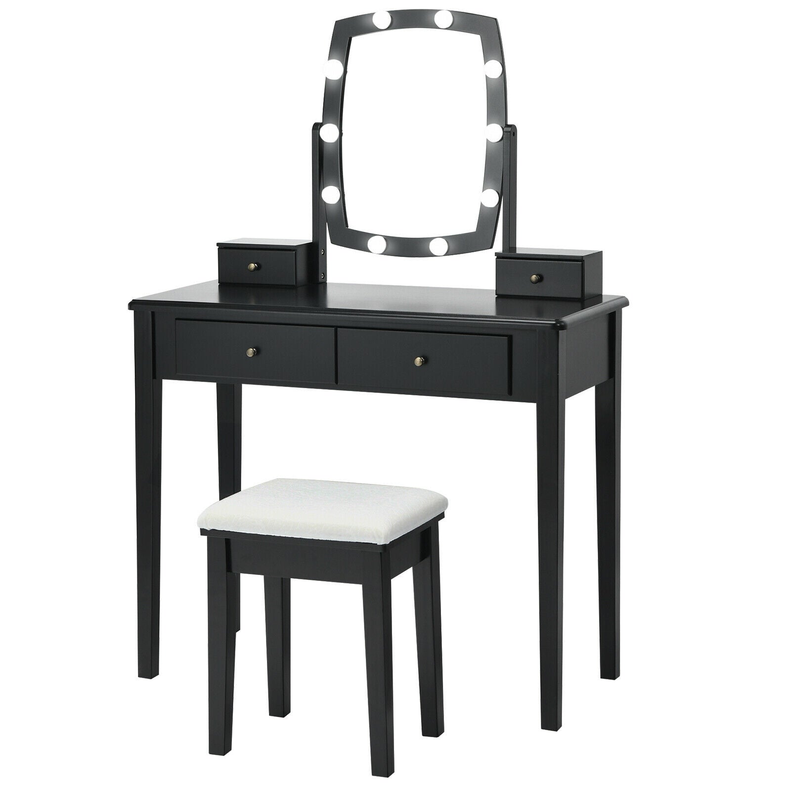SUGIFT Vanity Table Set with Lighted Mirror for Bedroom and Dressing Room