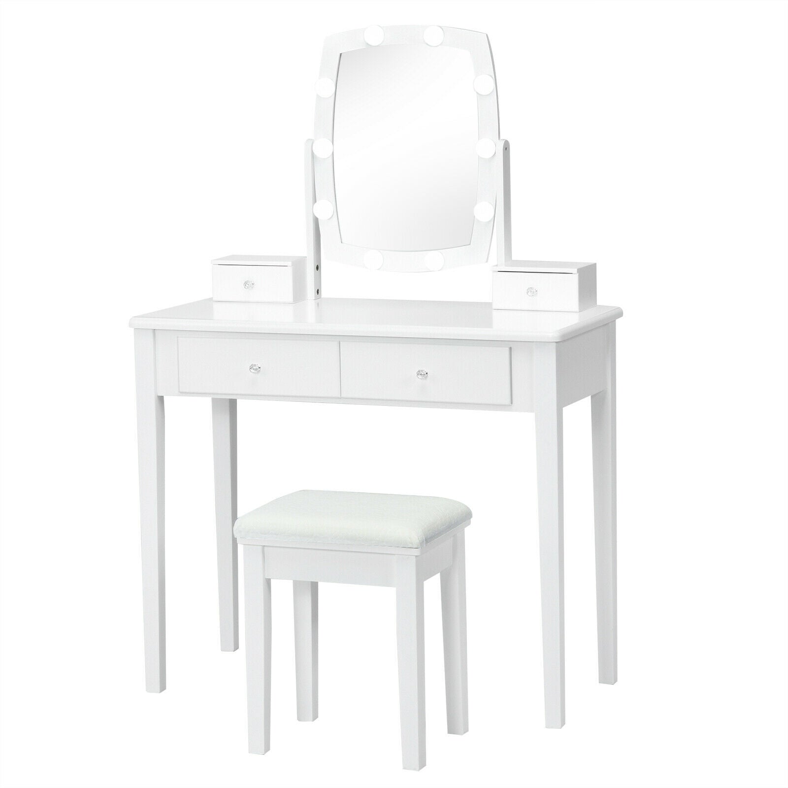 SUGIFT Vanity Table Set with Lighted Mirror for Bedroom and Dressing Room