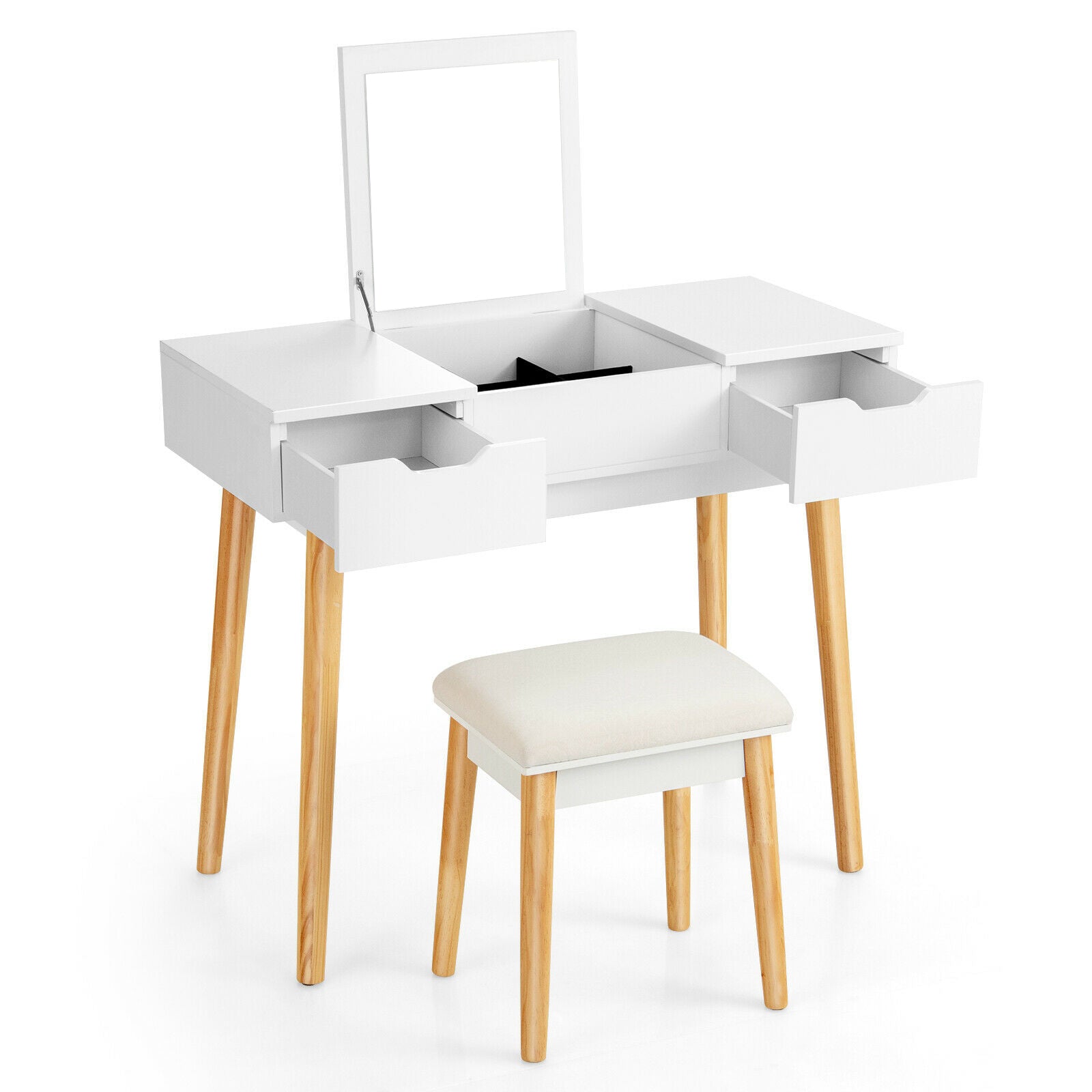 SUGIFT Makeup Vanity Table Set with Flip Top Mirror and 2 Drawers