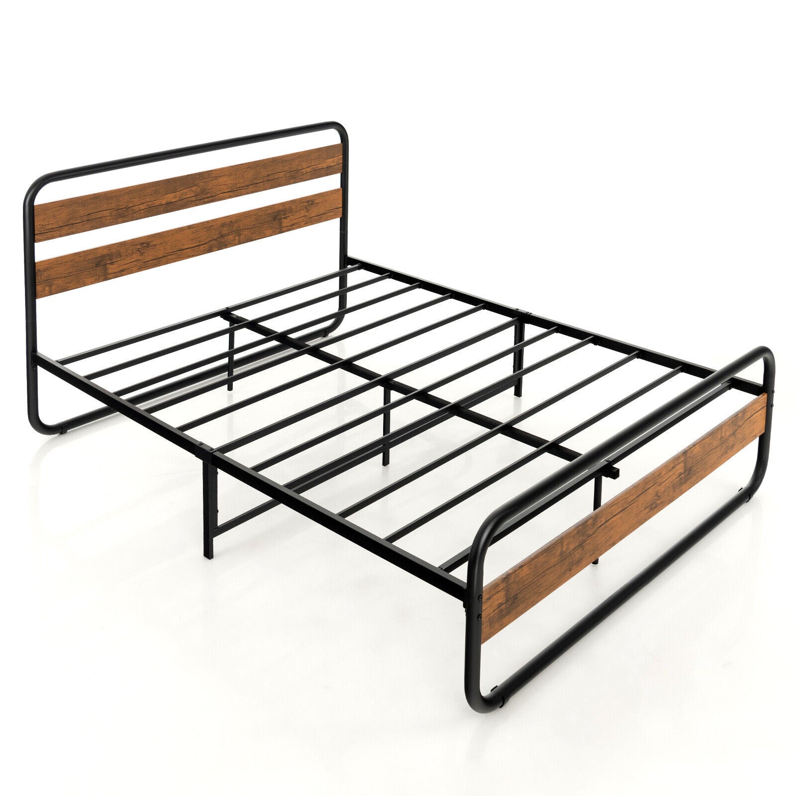 SUGIFT Queen Size Arc Platform Bed with Headboard and Footboard