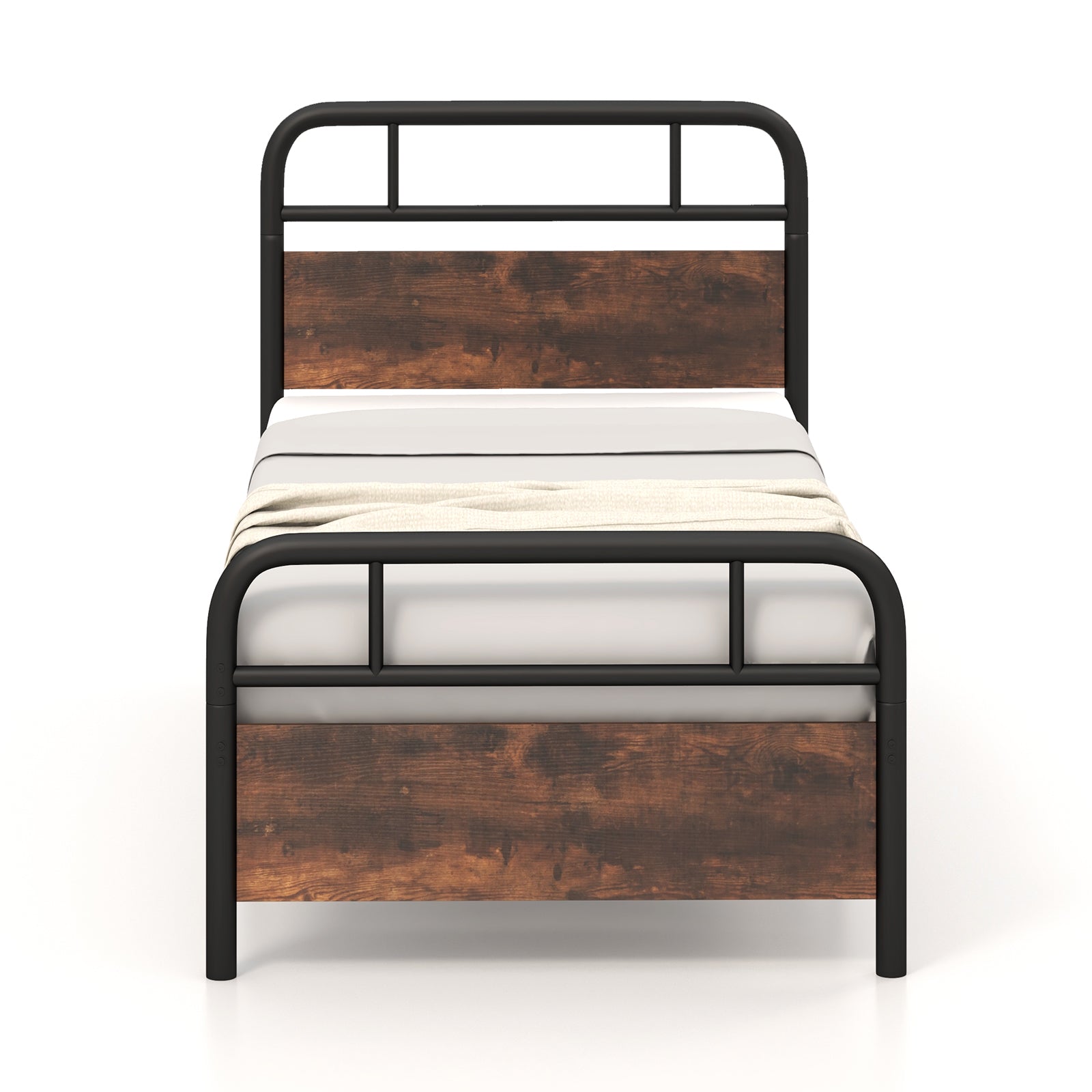 Twin Size Bed Frame with Industrial Headboard