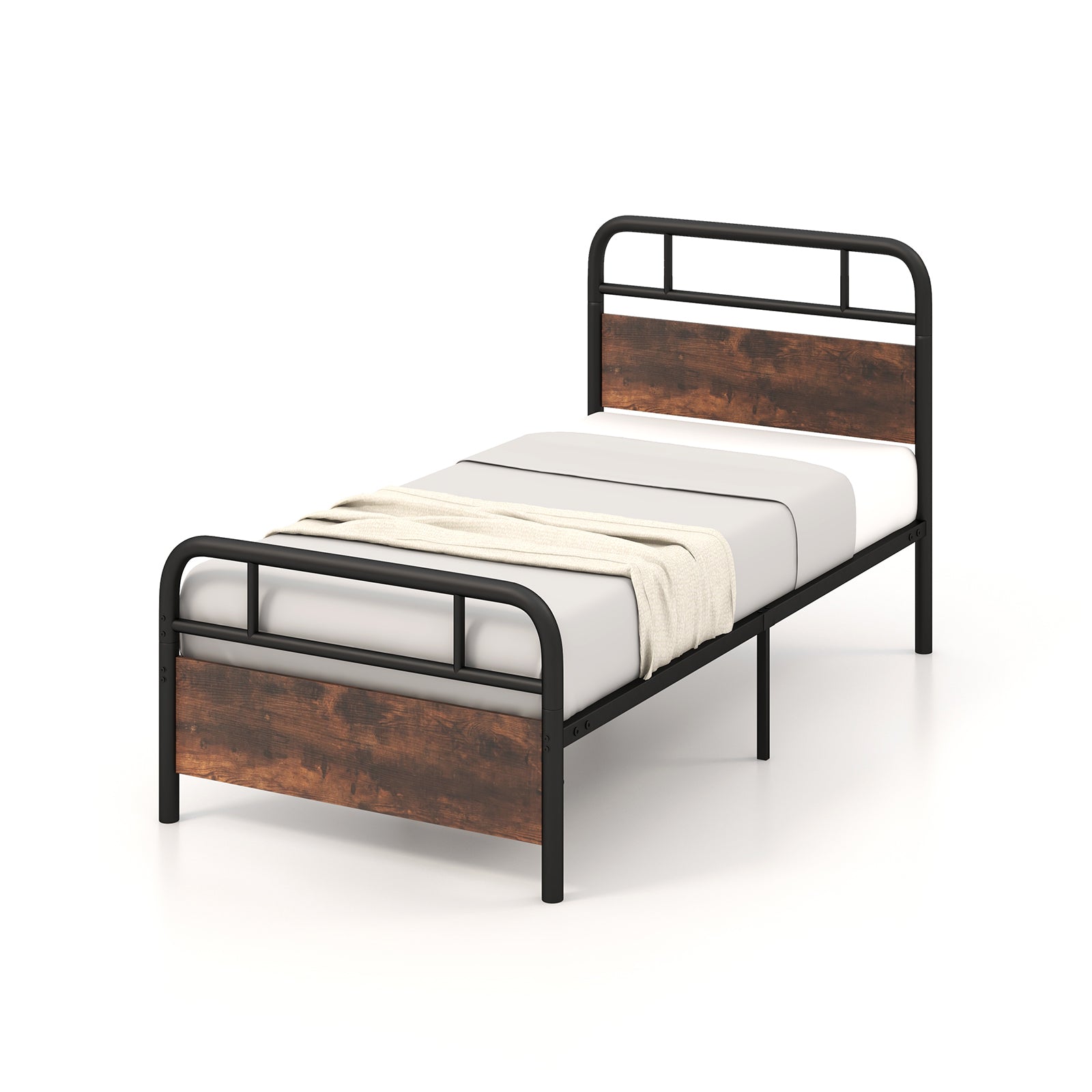 Twin Size Bed Frame with Industrial Headboard