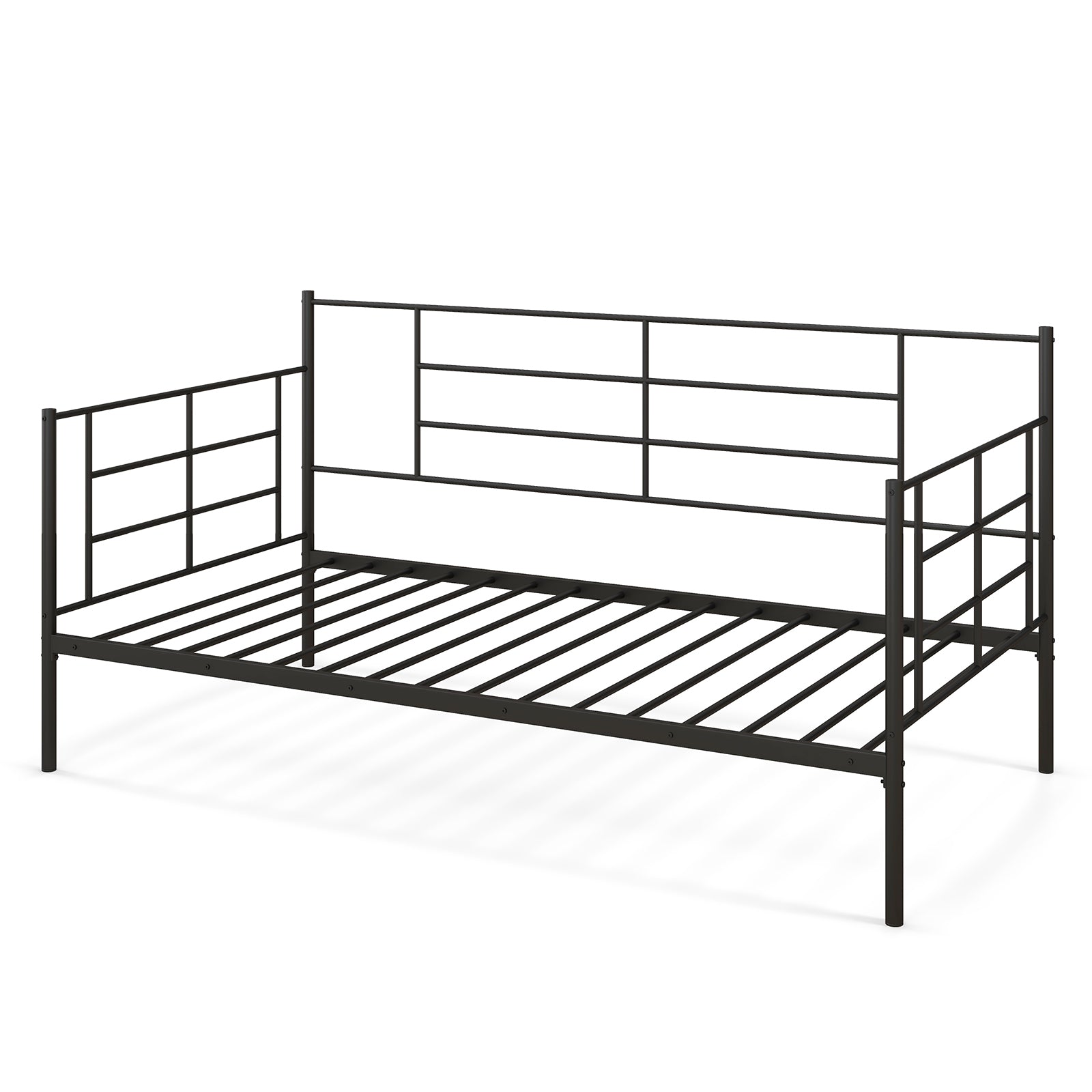 SUGIFT Twin Size Metal Daybed Sofa Bed Frame with Armrests and Backrest