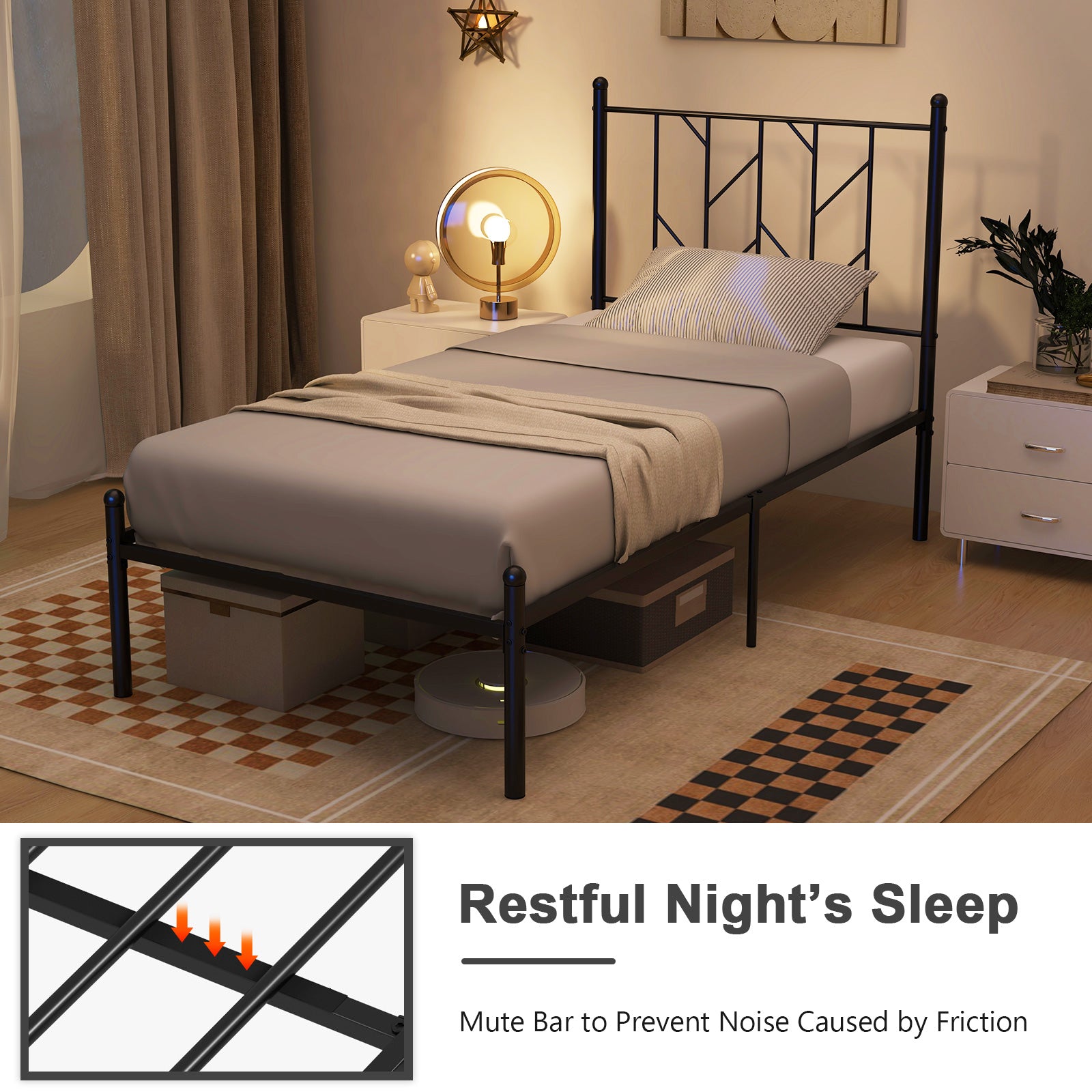 SUGIFT Twin/Full/Queen Size Platform Bed Frame with Sturdy Metal Slat Support