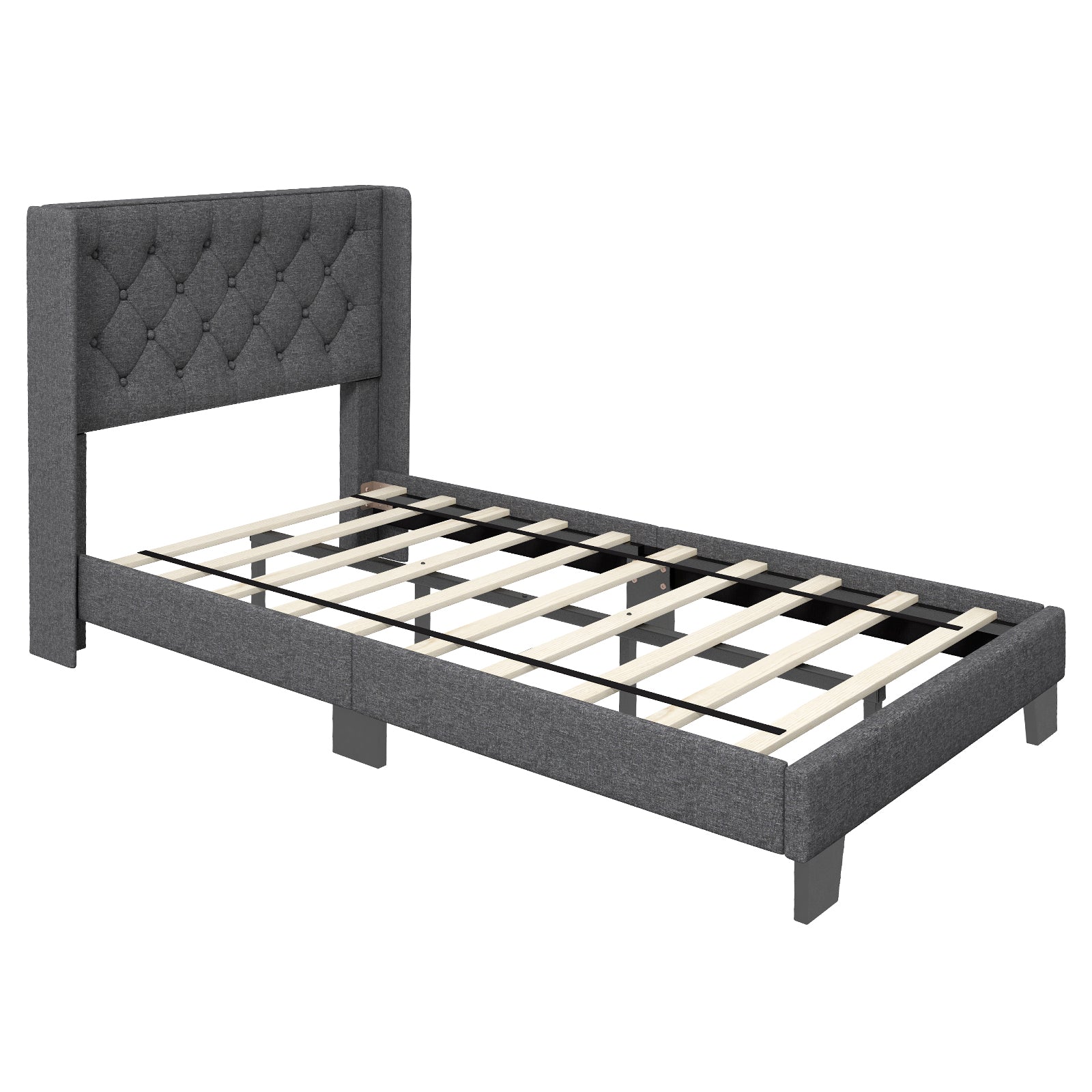 Twin/Full/Queen Size Modern Fabric Upholstered Platform Bed with Button Tufted Headboard