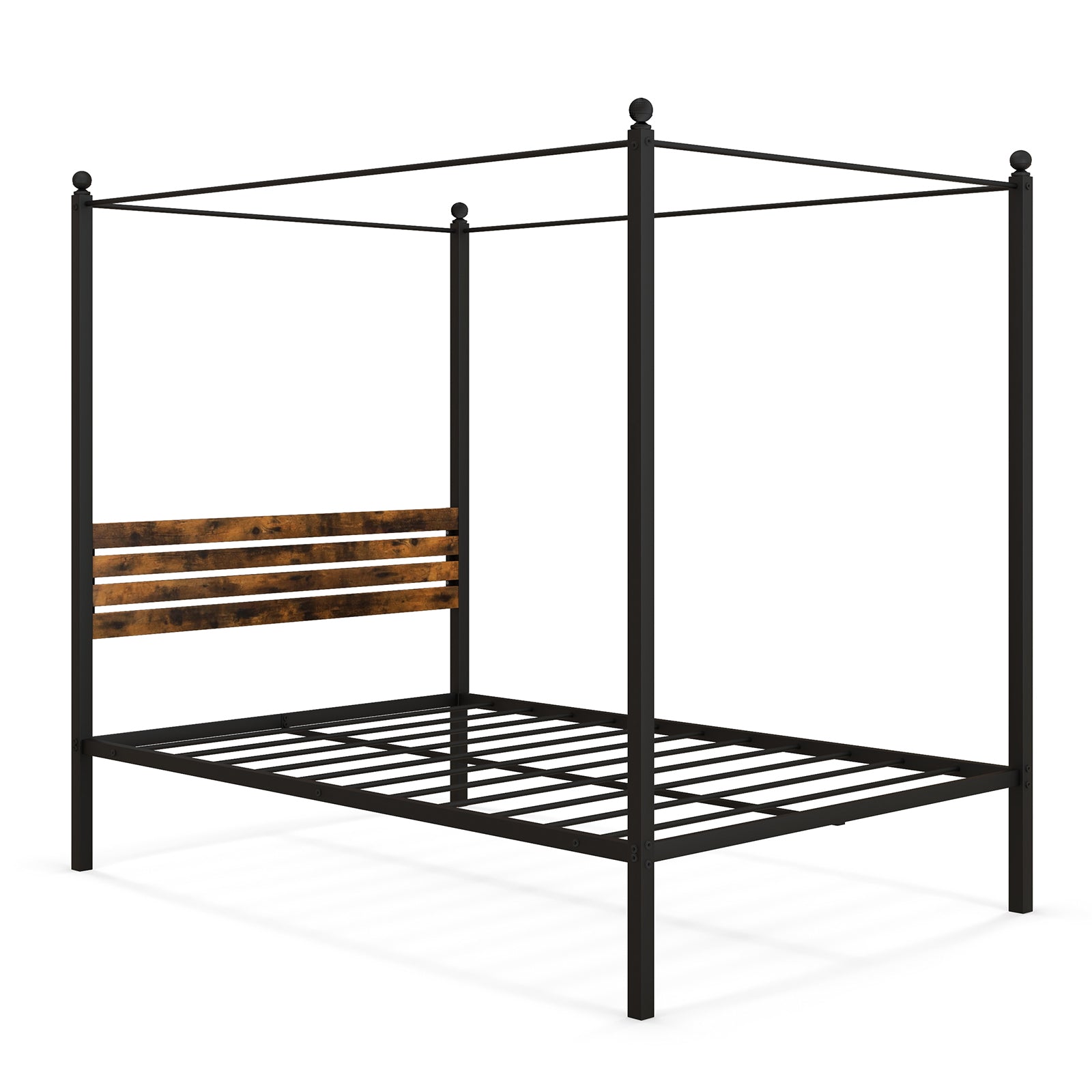 SUGIFT Full Canopy Bed Frame with Under Bed Storage