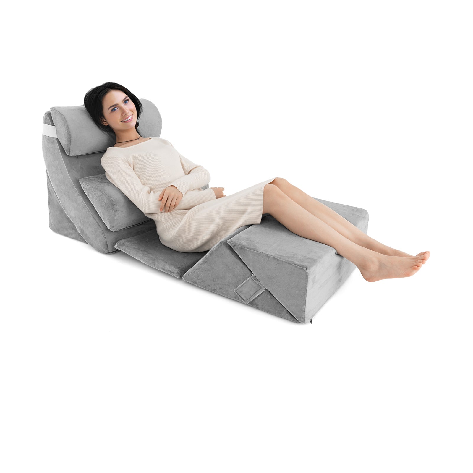 SUGIFT 7 Pieces Bed Wedge Pillow Set with Memory Foam and Washable Cover