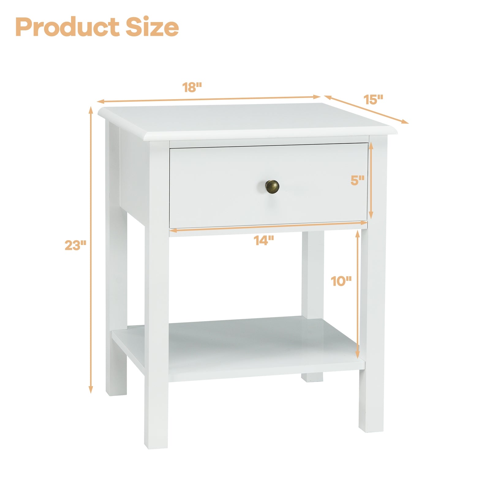 SUGIFT Nightstand End Table with Drawer and Shelf