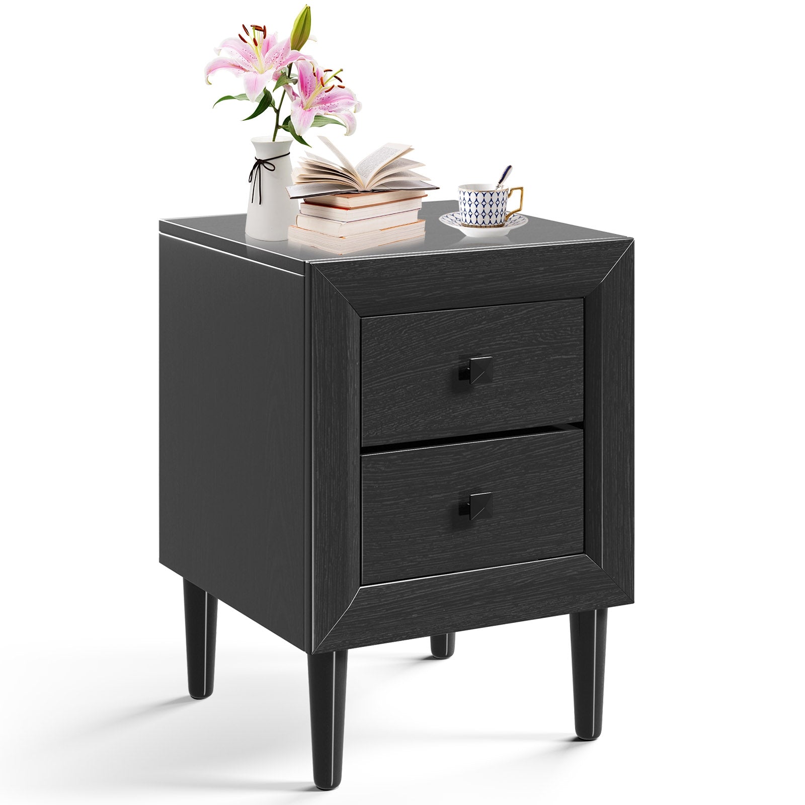 SUGIFT Multipurpose Retro Bedside Nightstand with 2 Drawers