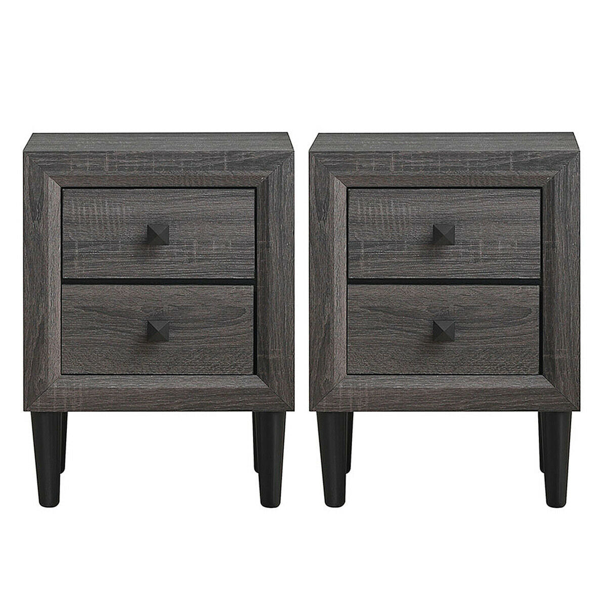 SUGIFT 2 Pieces Multipurpose Retro Nightstand Set with 2 Drawers