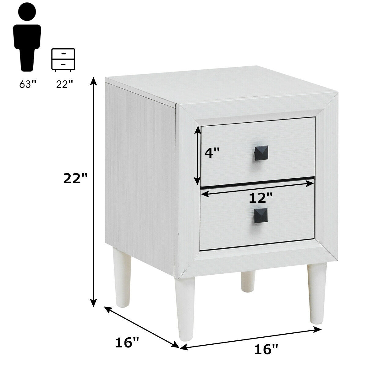 SUGIFT 2 Pieces Multipurpose Retro Nightstand Set with 2 Drawers