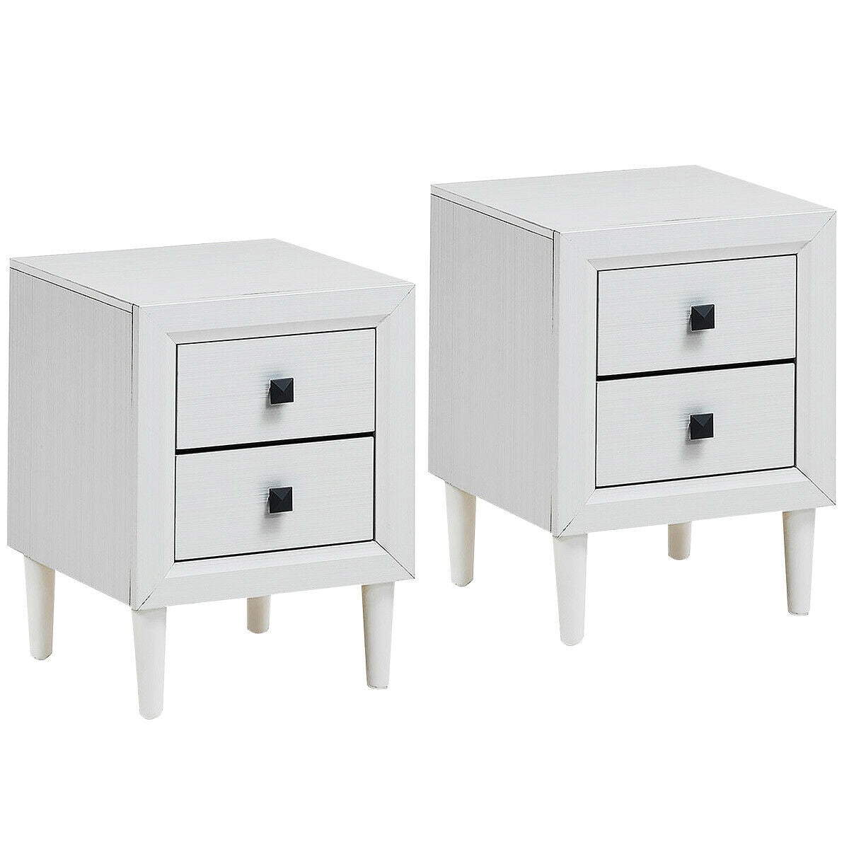 SUGIFT 2 Pieces Multipurpose Retro Nightstand Set with 2 Drawers