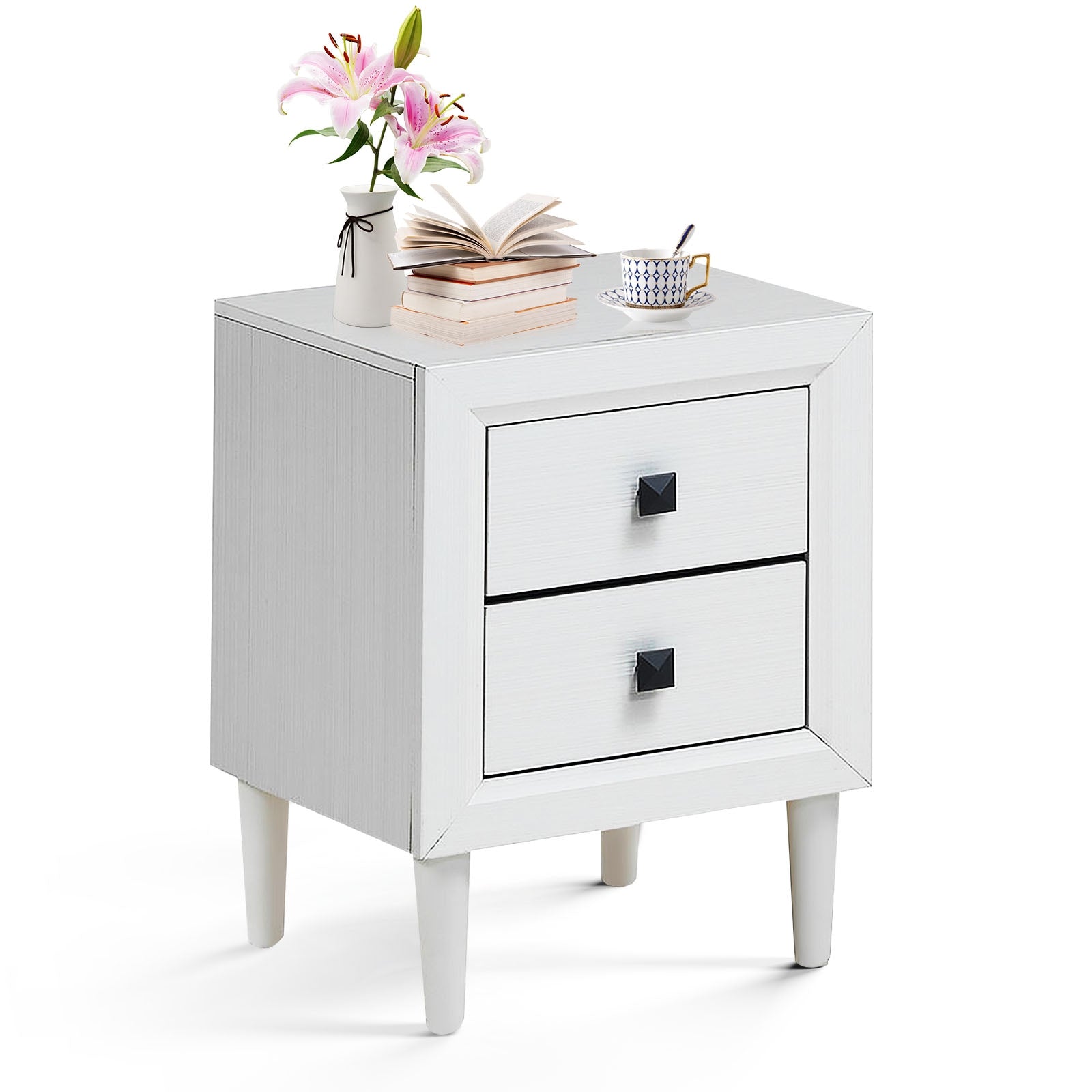 SUGIFT Multipurpose Retro Bedside Nightstand with 2 Drawers