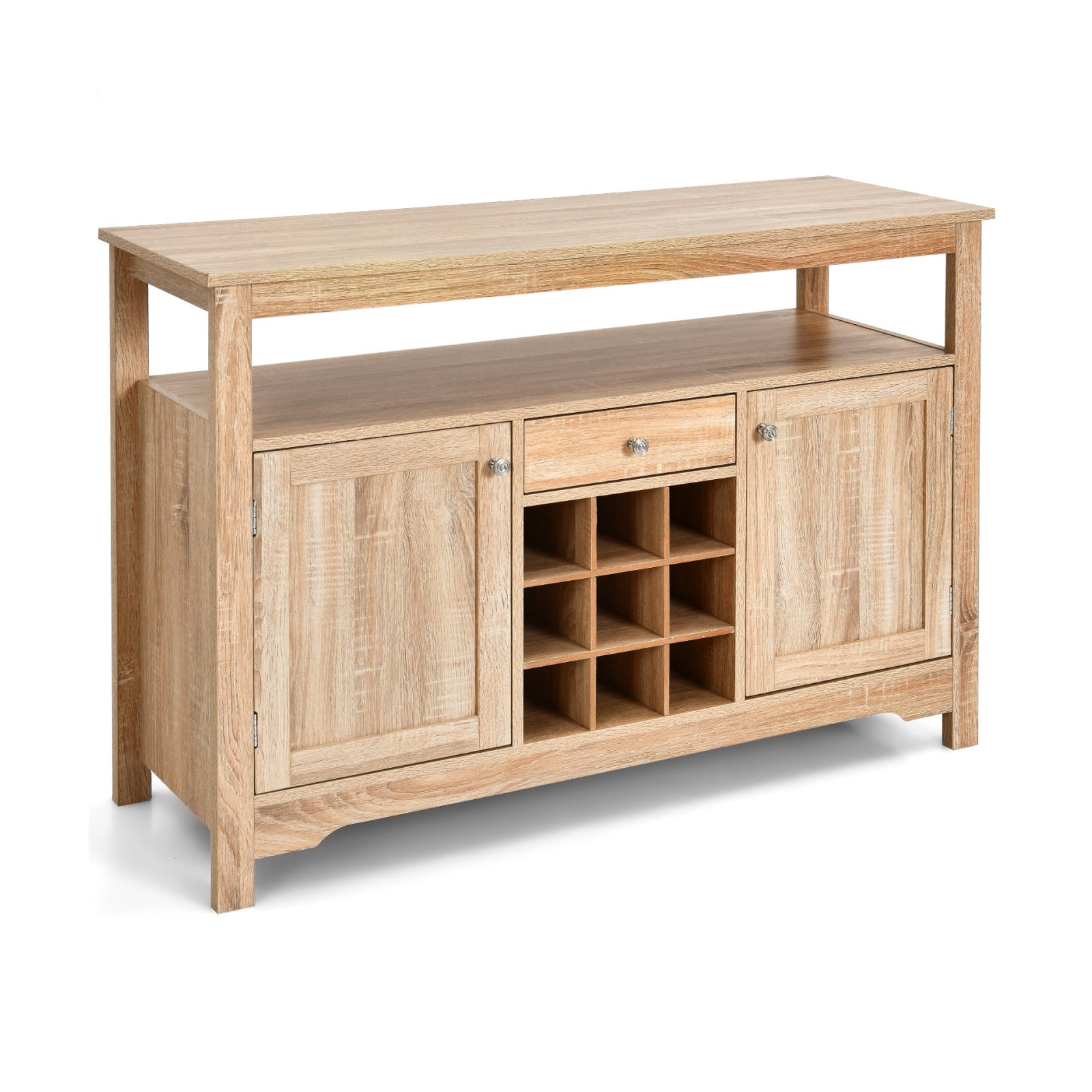 SUGIFT Server Buffet Sideboard With Wine Rack and Open Shelf
