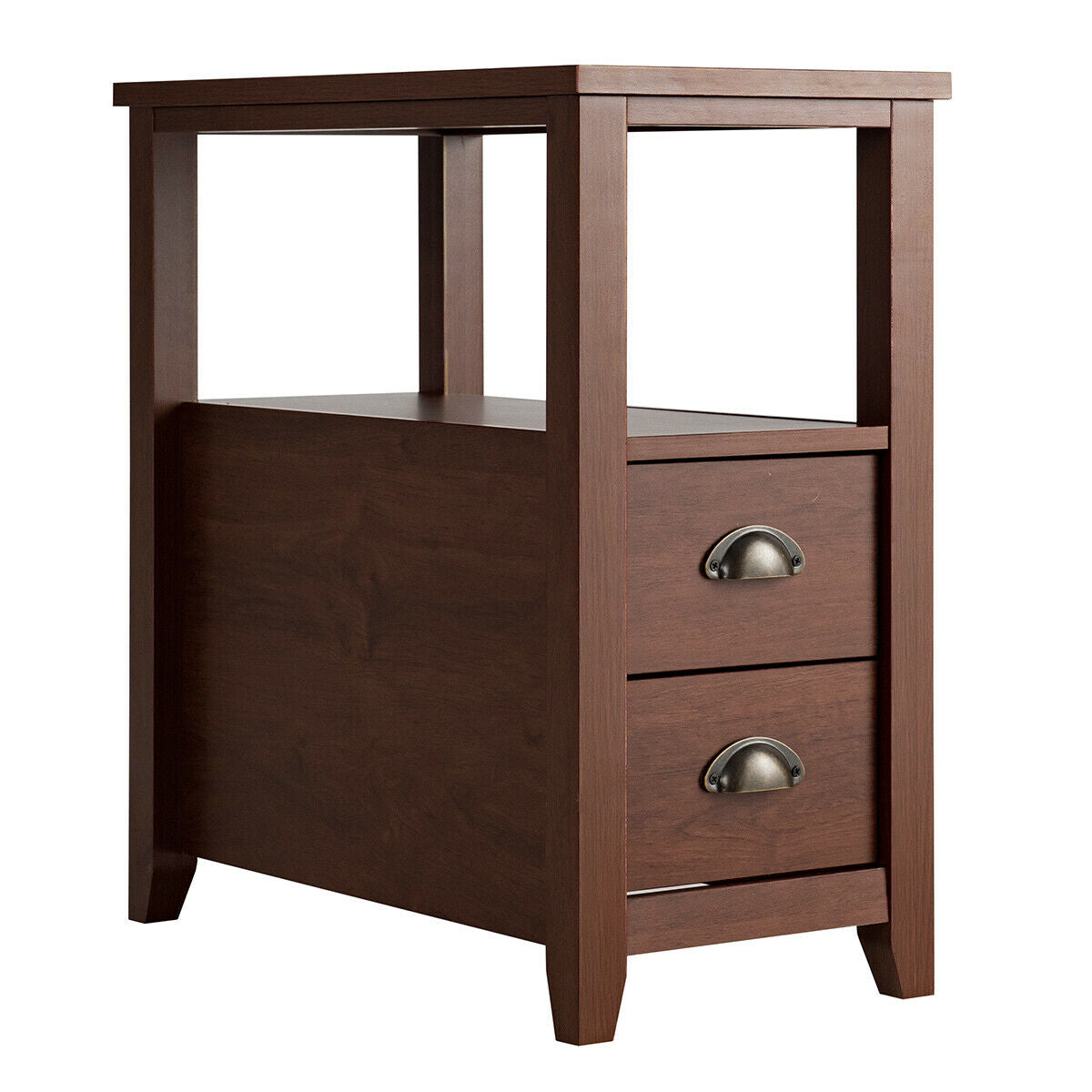 23.5 x 12 Inch Rectangular Wooden Nightstand with 2 Drawers and Shelf