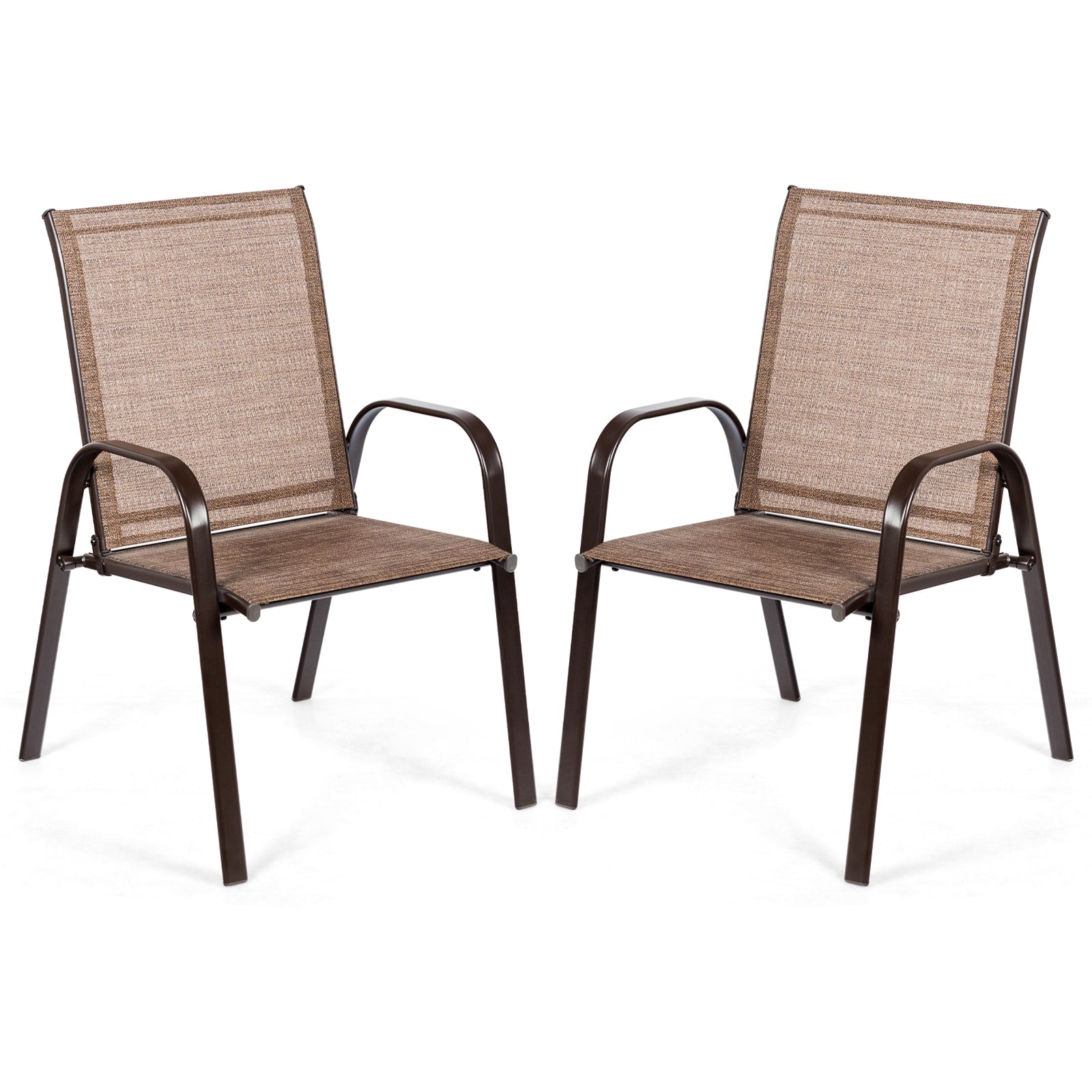 2 Pieces Patio Outdoor Dining Chair with Armrest