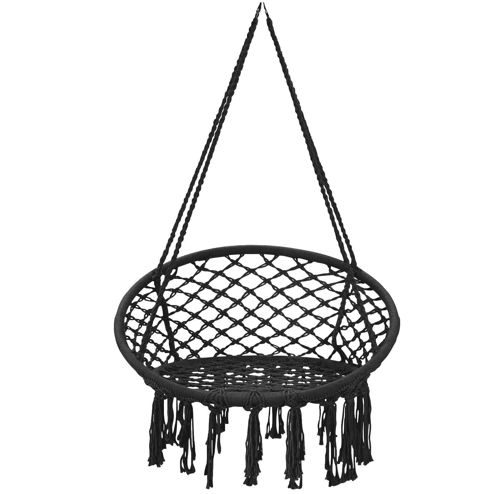 VEBREDA Hanging Macrame Hammock Chair with Handwoven Cotton Backrest