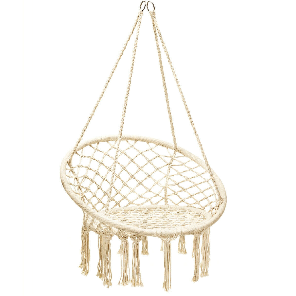 VEBREDA Hanging Macrame Hammock Chair with Handwoven Cotton Backrest
