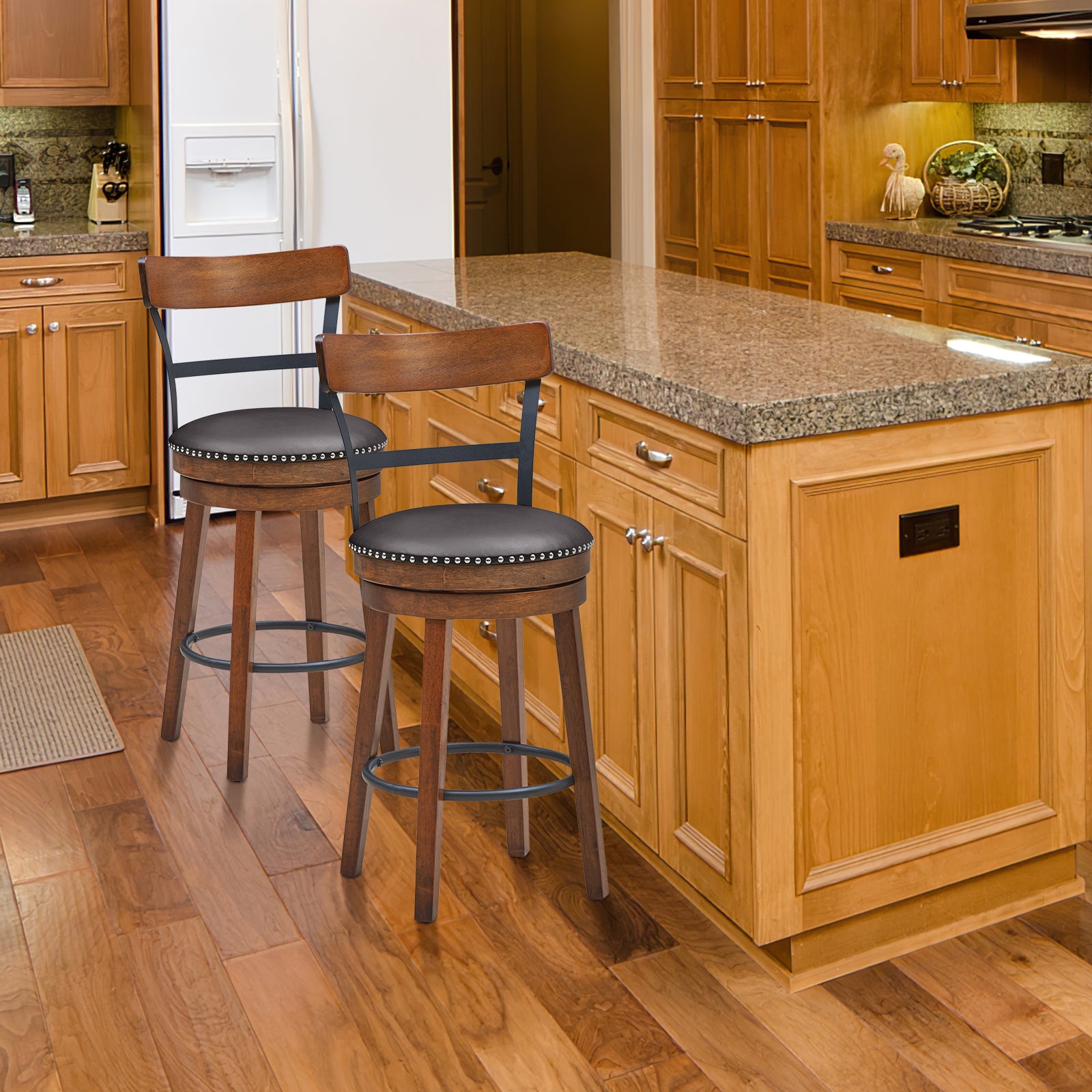 25.5-in Set of 2 Swivel Counter Height Bar Stools