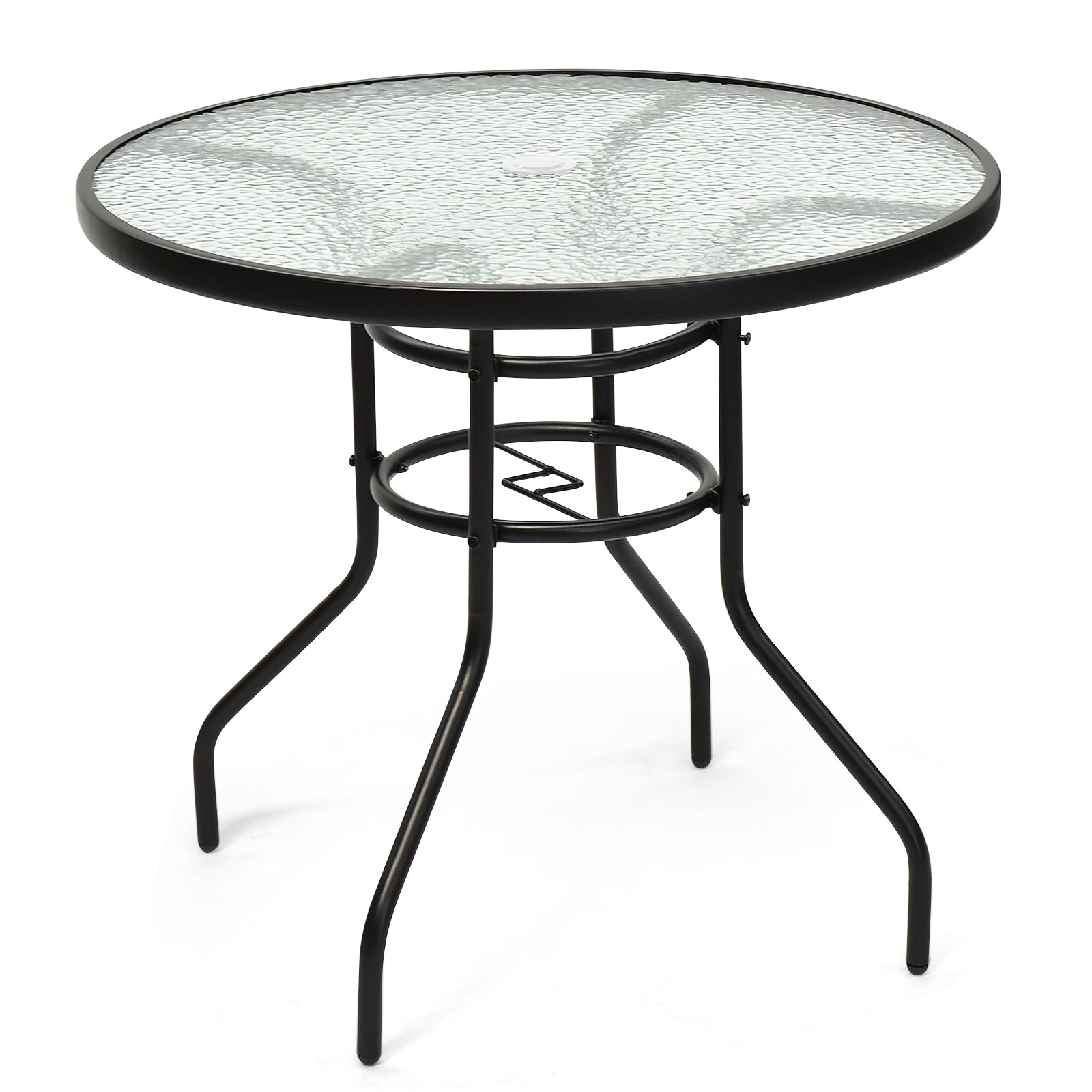 32 inch Round Outdoor Patio Dining Table with Convenient Umbrella Hole