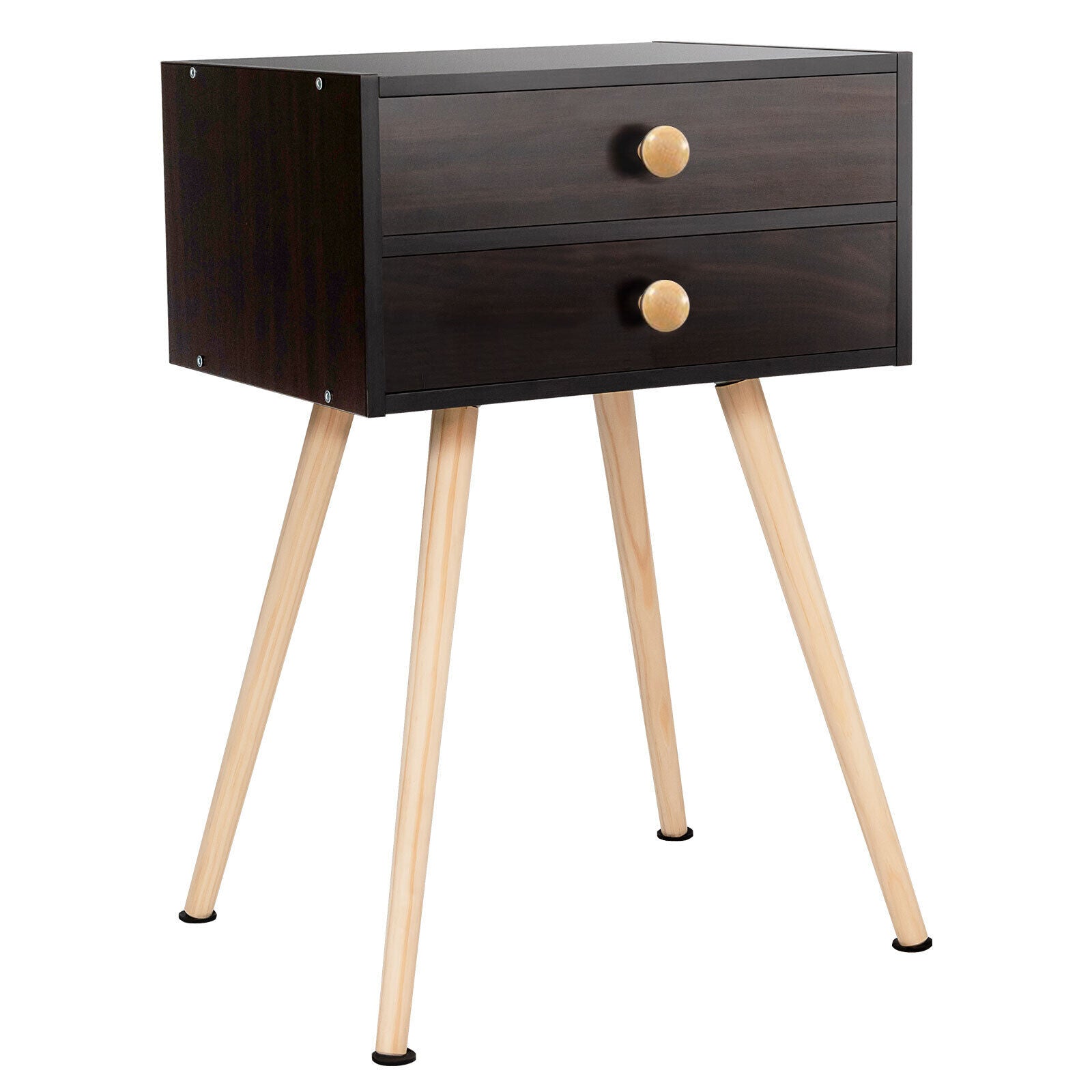 SUGIFT Midcentury Modern Bedside Table with 2 Drawers
