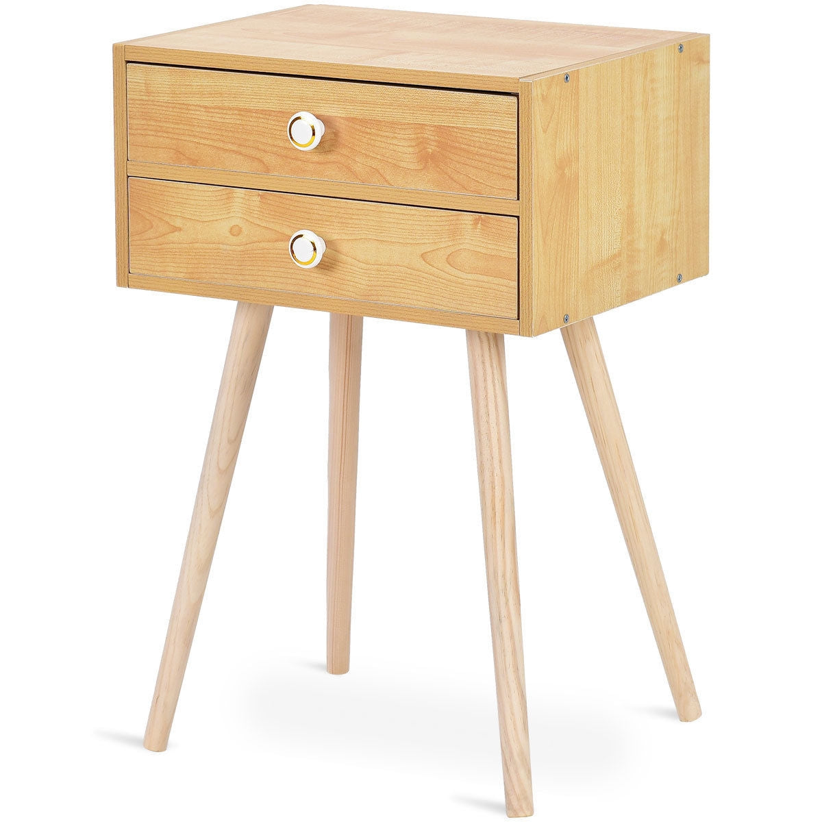 SUGIFT Midcentury Modern Bedside Table with 2 Drawers