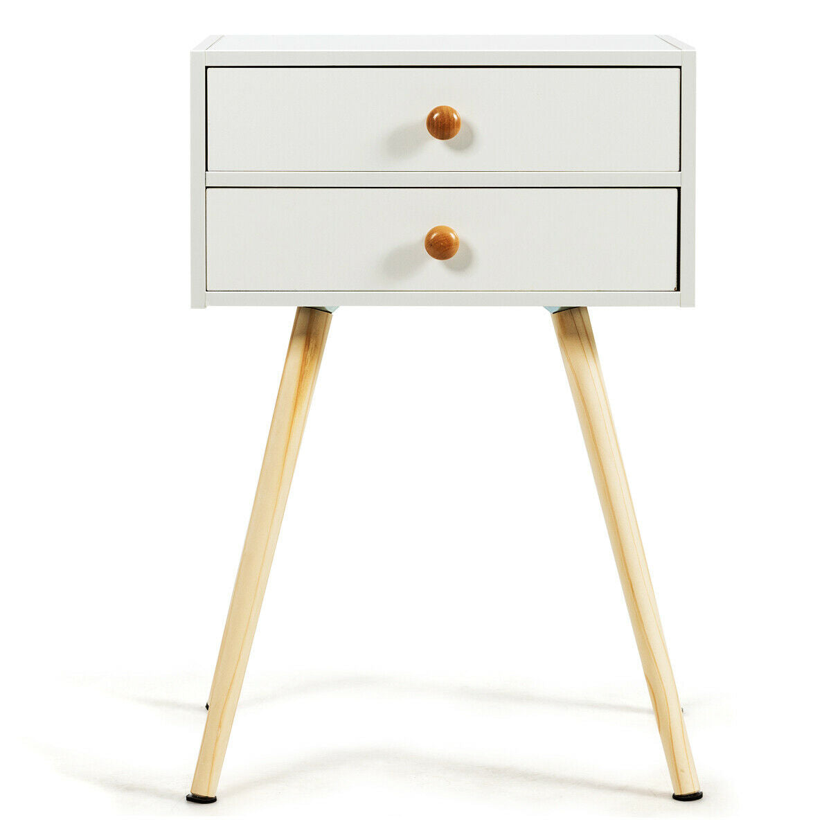 SUGIFT Midcentury Modern Bedside Table with 2 Drawers