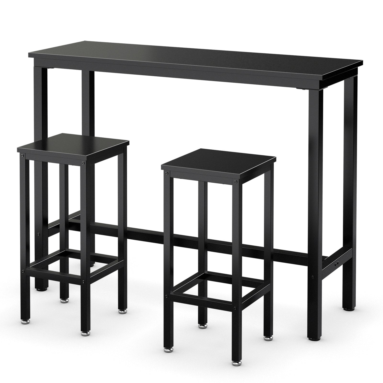 3 Pieces Counter Height Bar Furniture Set with Backless Stools-Black