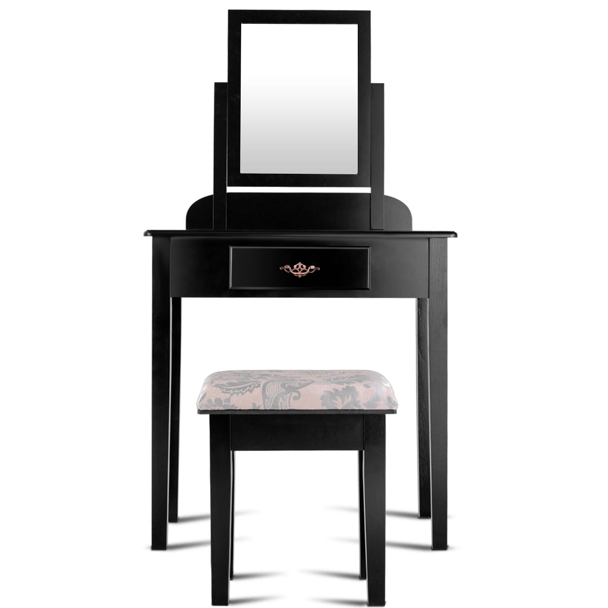 SUGIFT Vanity Dressing Table Stool Set with Large Makeup Mirror