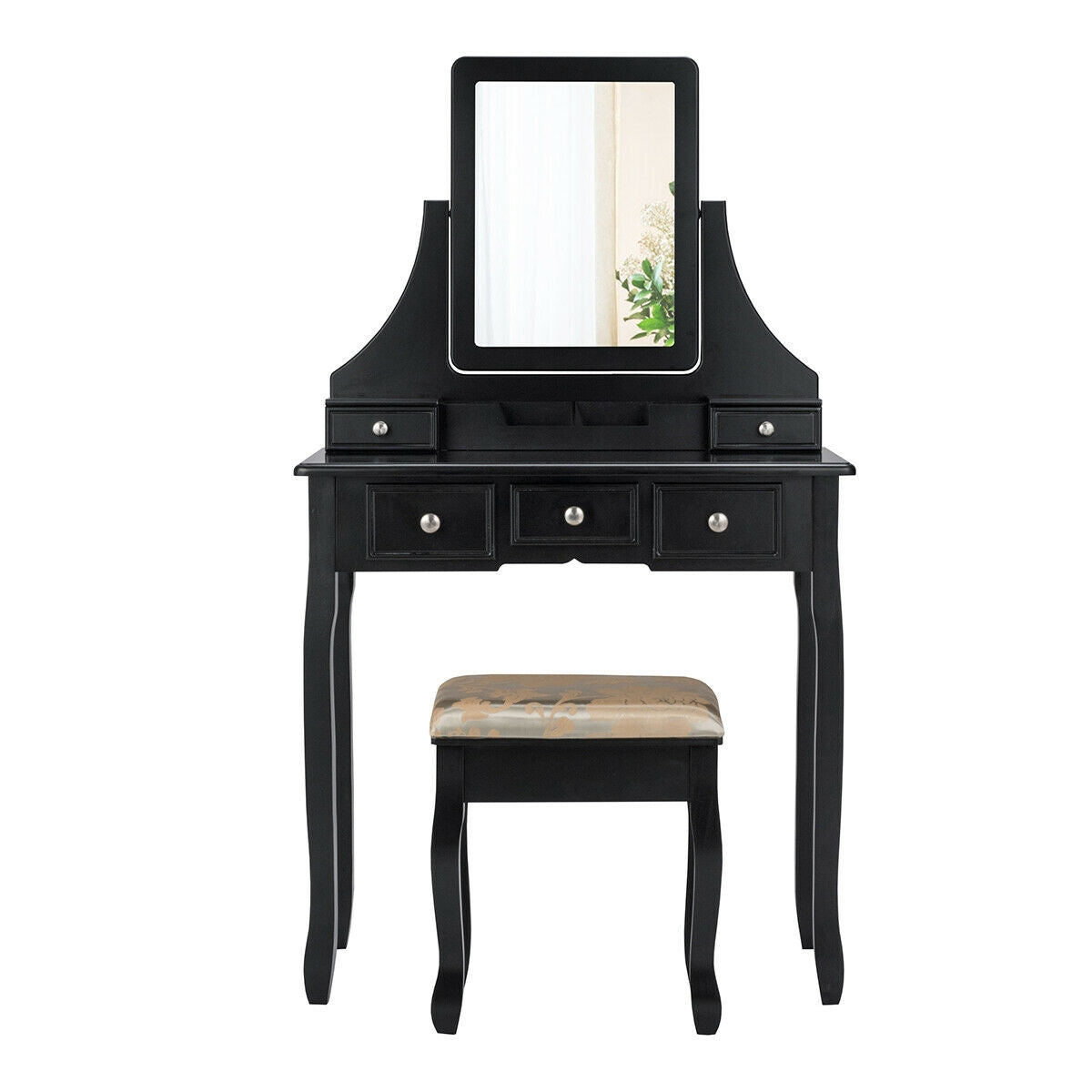 SUGIFT Makeup Vanity Set with Mirror and Cushioned Stool