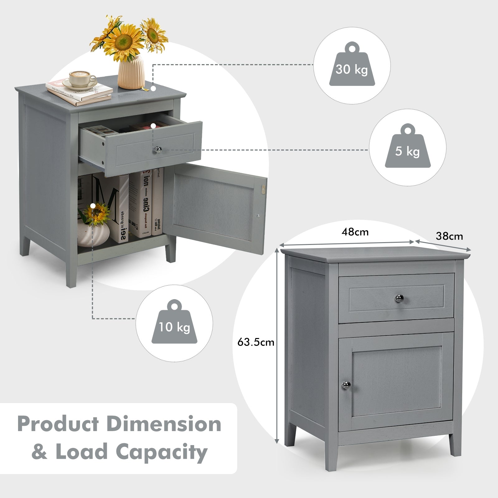 SUGIFT 2-Tier Accent Table with Spacious Tabletop