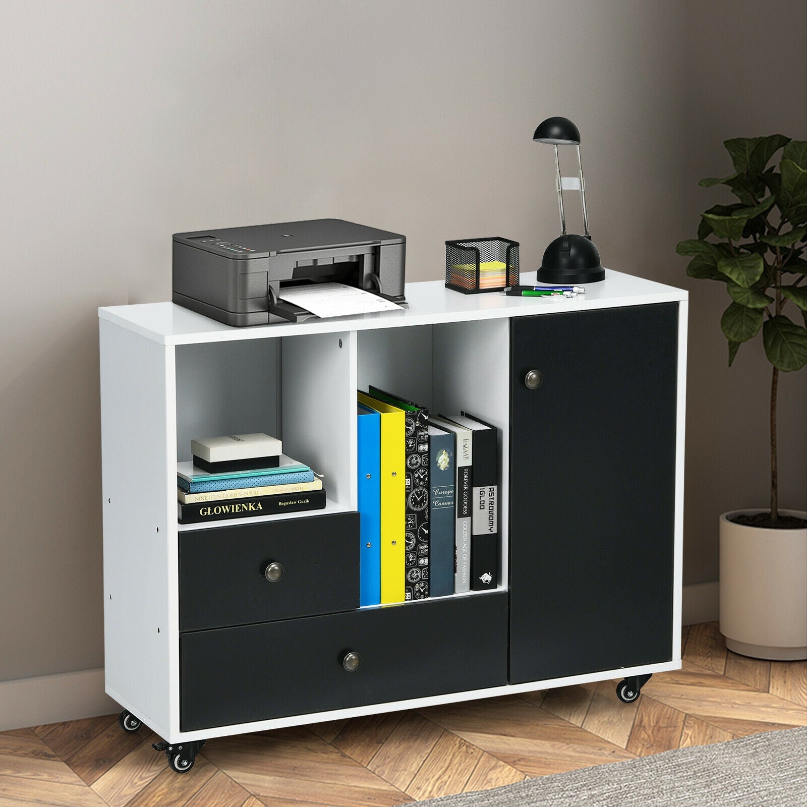 SUGIFT Lateral Mobile Filing Cabinet with 2 Drawers