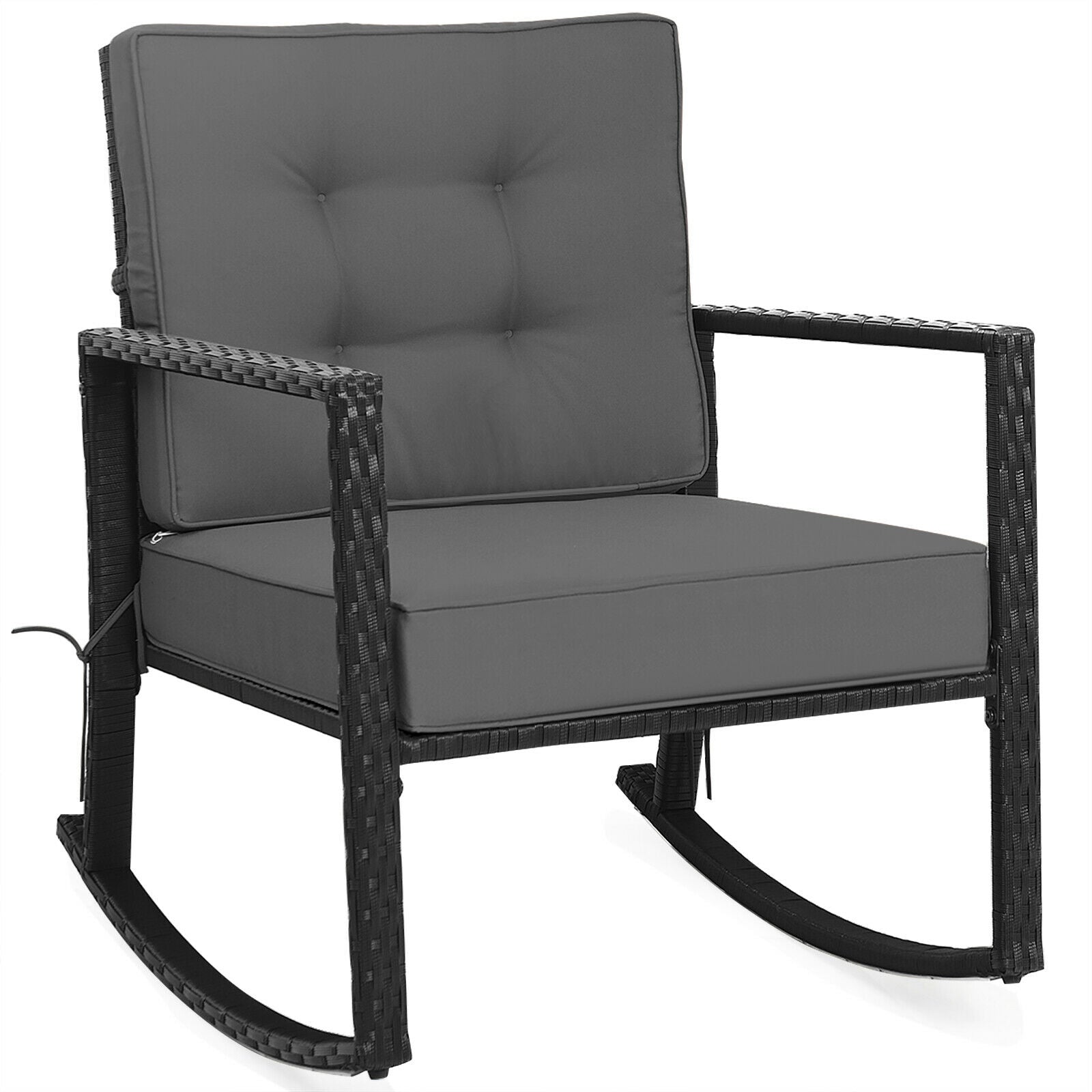 SUGIFT Patio Rattan Rocker Outdoor Glider Rocking Chair Cushion Lawn