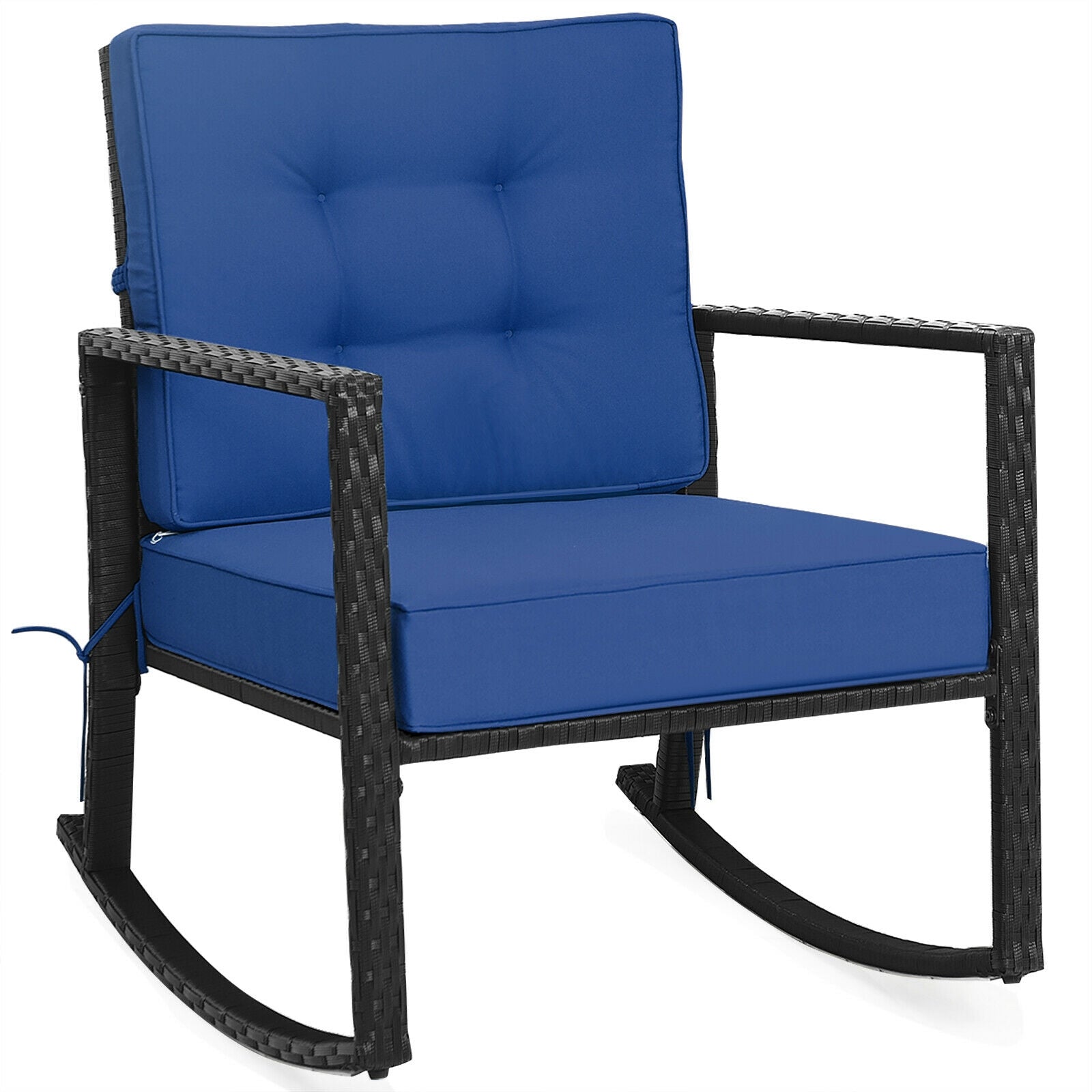 SUGIFT Patio Rattan Rocker Outdoor Glider Rocking Chair Cushion Lawn