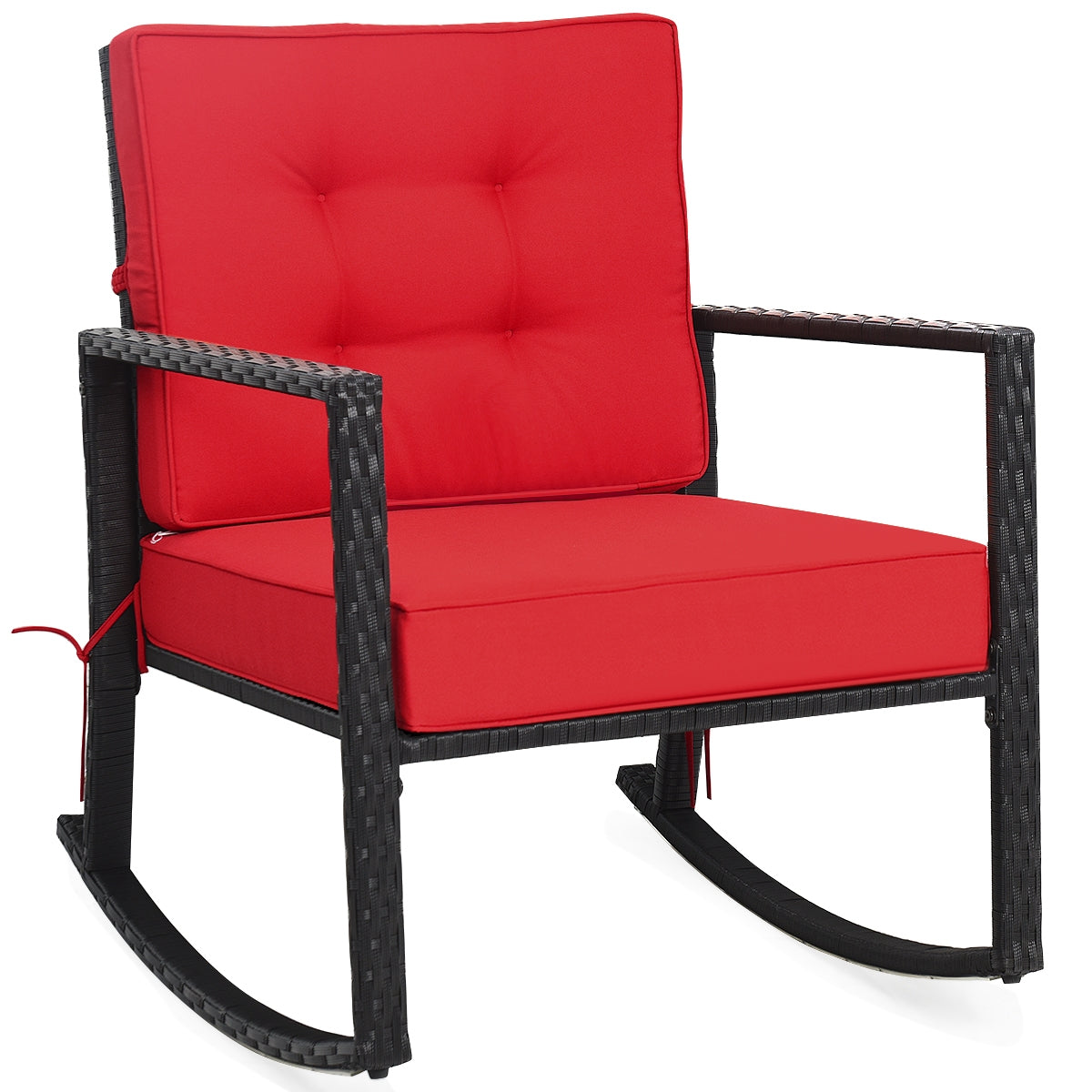SUGIFT Patio Rattan Rocker Outdoor Glider Rocking Chair Cushion Lawn