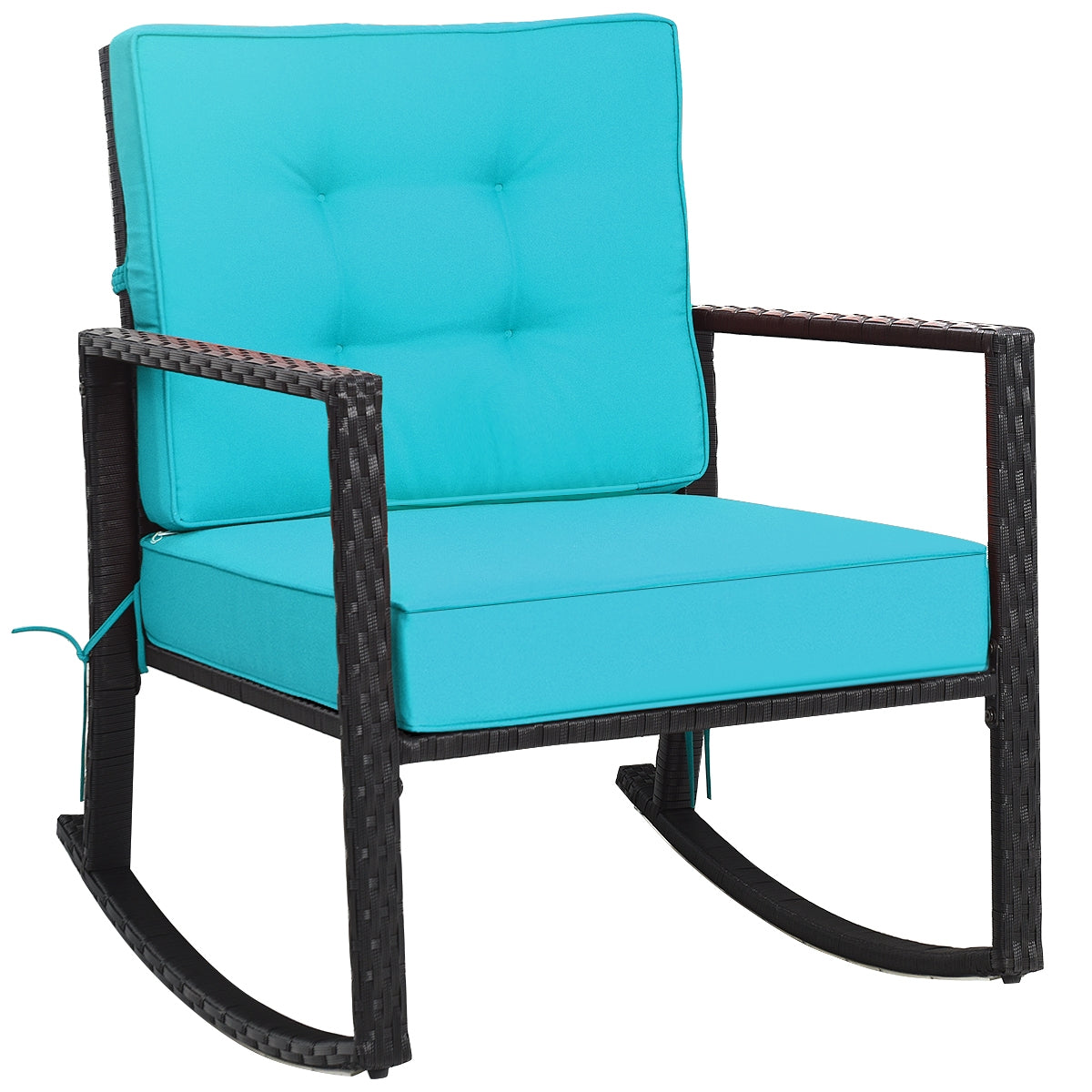 SUGIFT Patio Rattan Rocker Outdoor Glider Rocking Chair Cushion Lawn