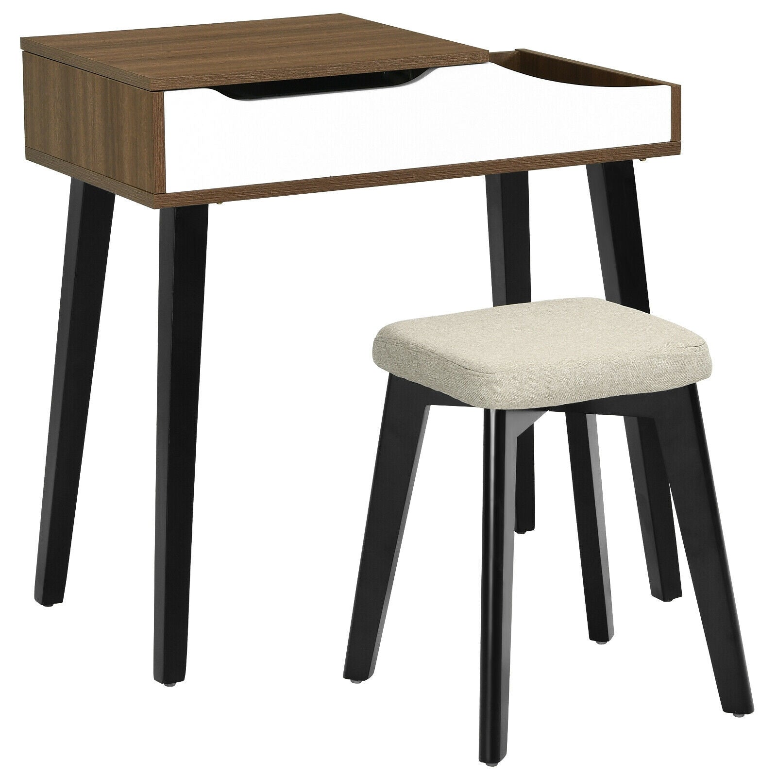 SUGIFT Vanity Table Set with Flip Top Mirror and Padded Stool
