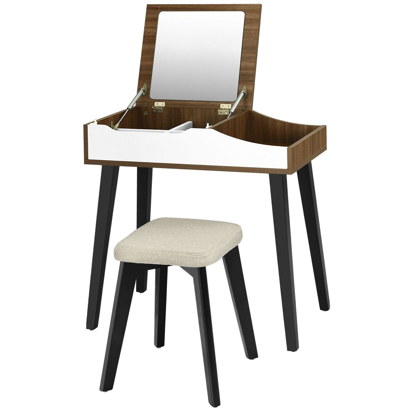 SUGIFT Vanity Table Set with Flip Top Mirror and Padded Stool