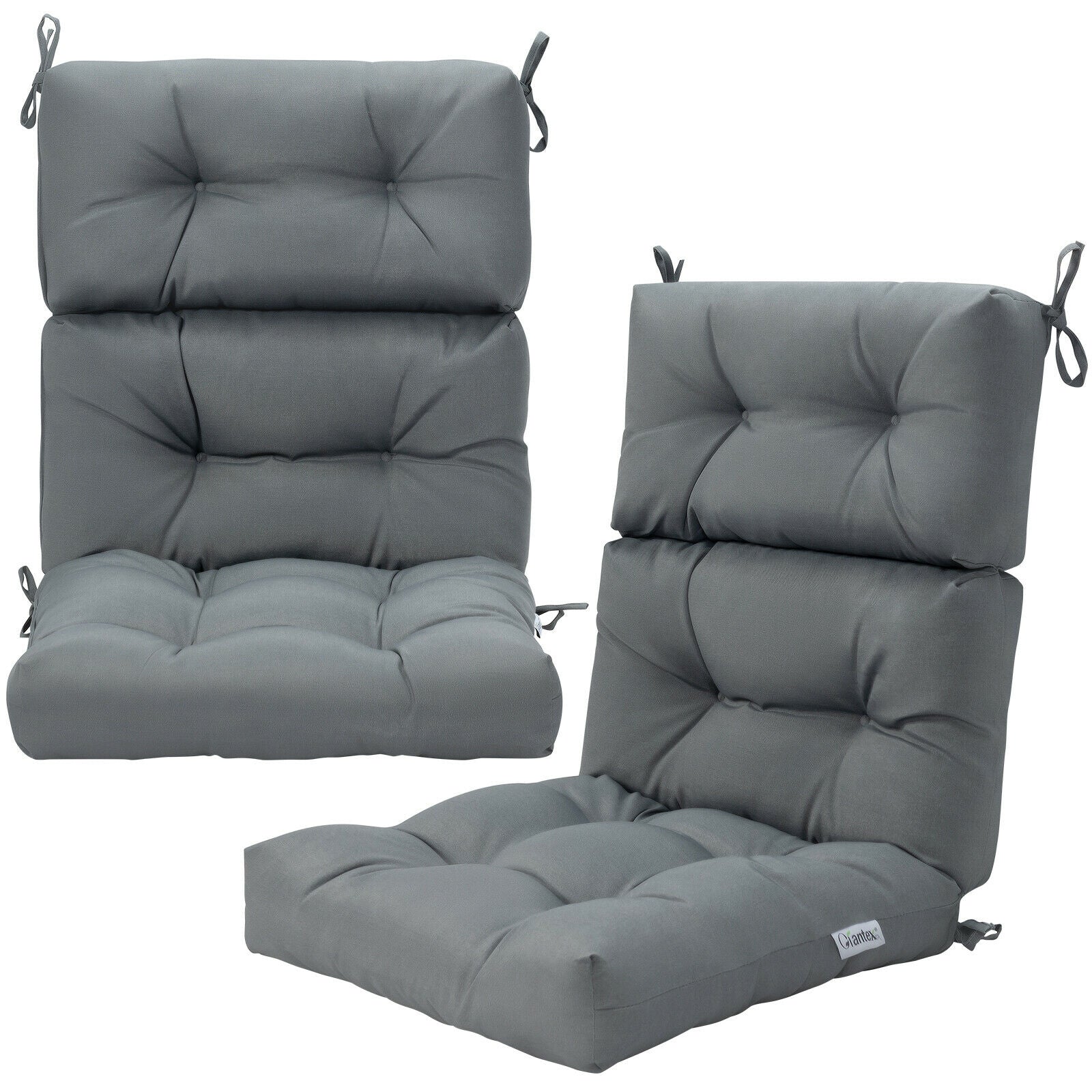 Tufted Patio High Back Chair Cushion with Non-Slip String Ties