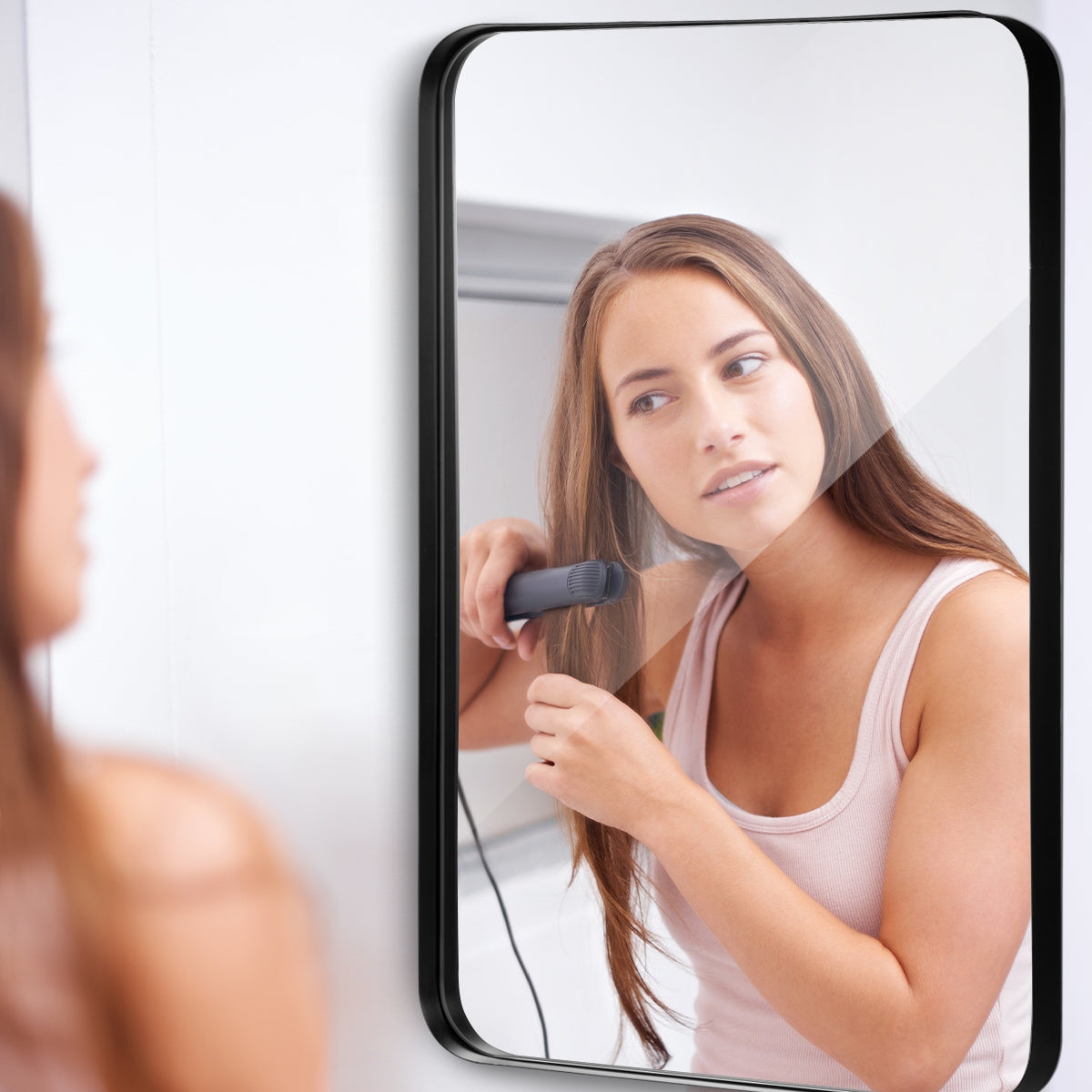 32 x 20 Inch Metal Frame Wall-Mounted Rectangle Mirror