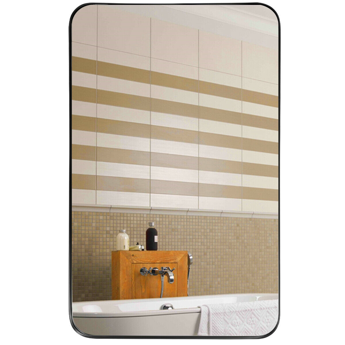 32 x 20 Inch Metal Frame Wall-Mounted Rectangle Mirror