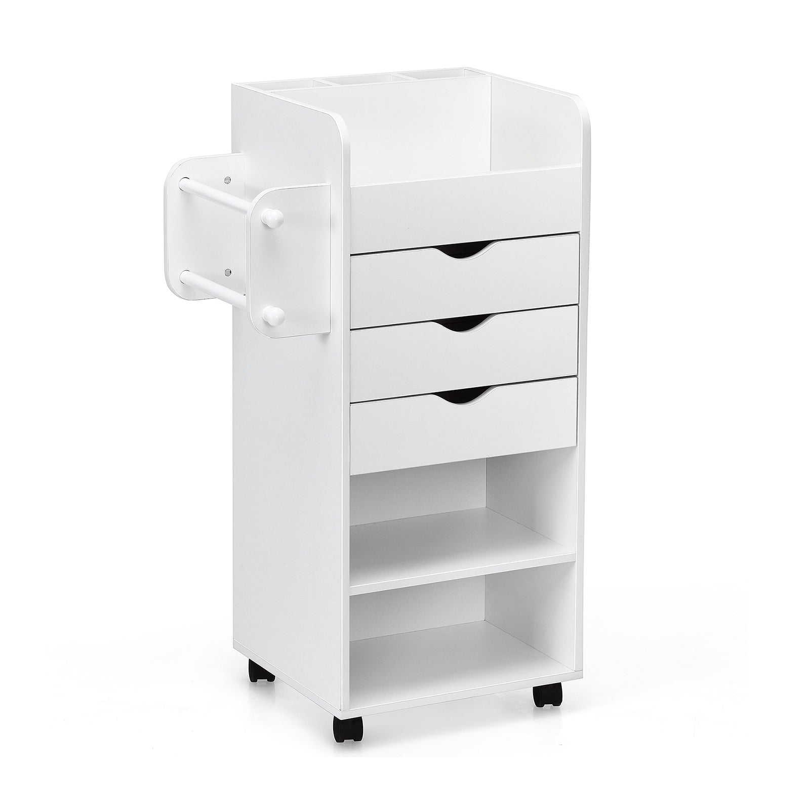 Wooden Utility Rolling Craft Storage Cart with Lockable Casters