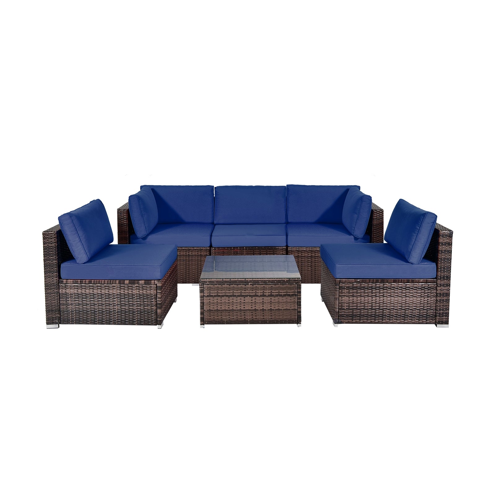 SUGIFT 6 Pieces Patio Rattan Furniture Set with Cushions