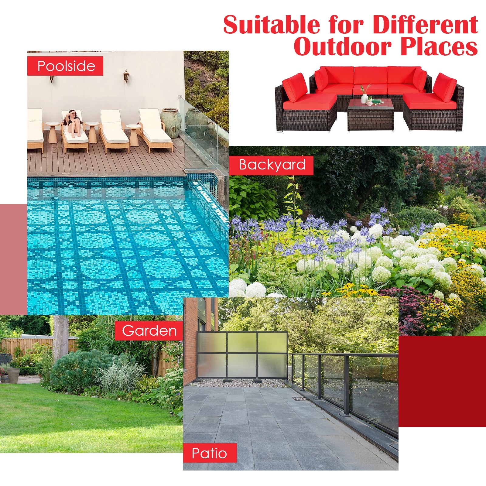 SUGIFT 6 Pieces Patio Rattan Furniture Set with Cushions