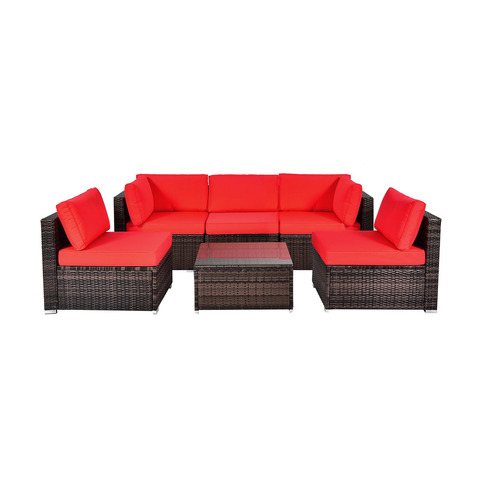 SUGIFT 6 Pieces Patio Rattan Furniture Set with Cushions
