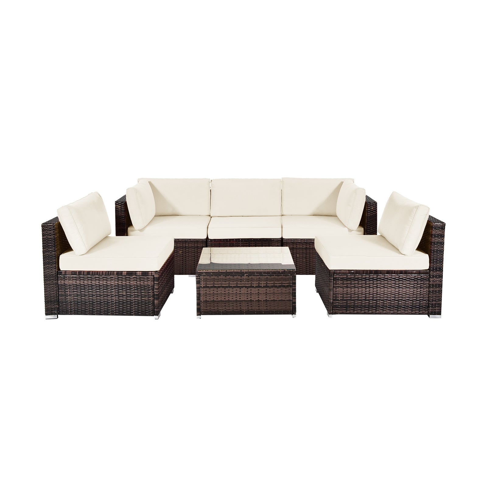 SUGIFT 6 Pieces Patio Rattan Furniture Set with Cushions