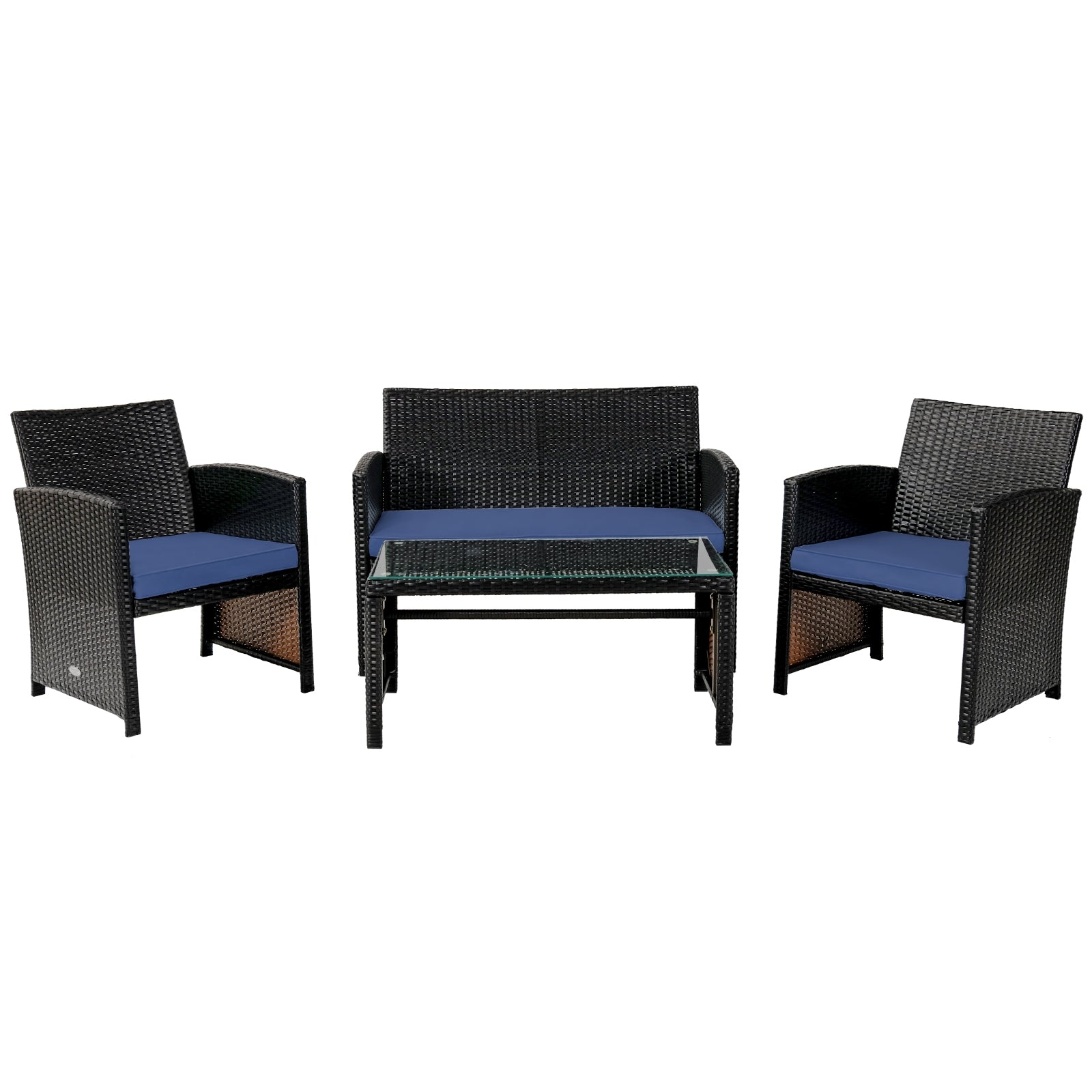 SUGIFT 4 Pieces Patio Rattan Cushioned Furniture Set
