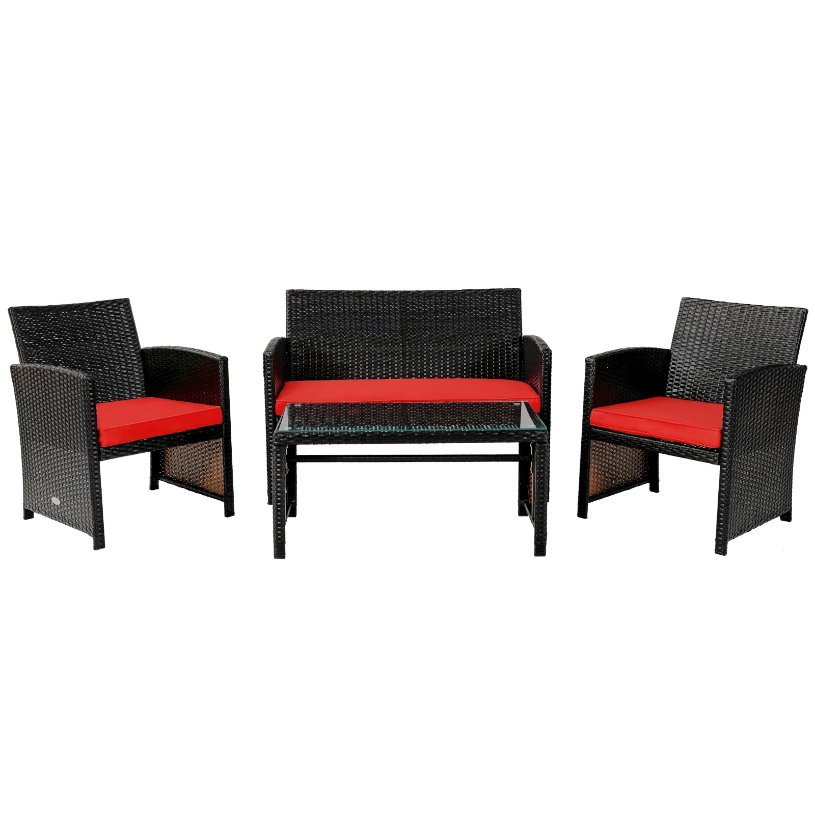 SUGIFT 4 Pieces Patio Rattan Cushioned Furniture Set
